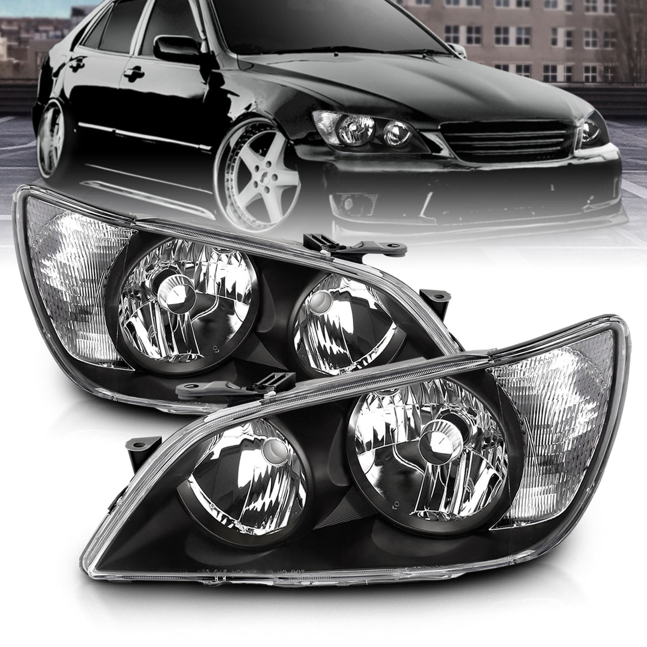 LEXUS IS 300 01-05 CRYSTAL HEADLIGHTS BLACK