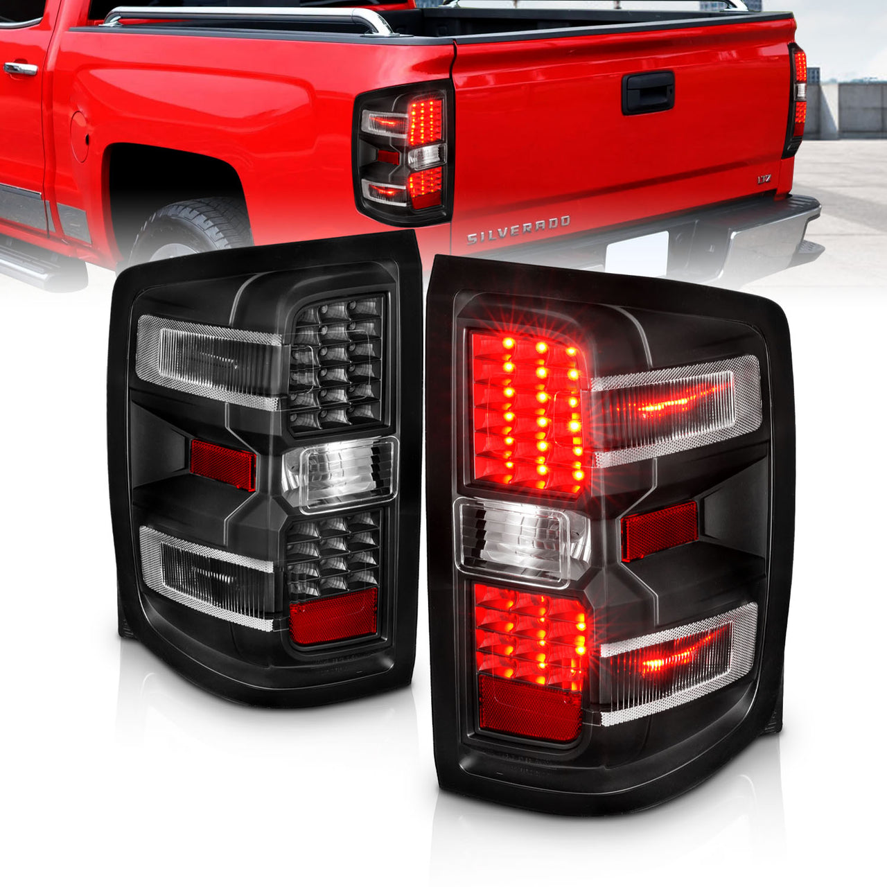 CHEVY SILVERADO 14-17 LED TAIL LIGHTS BLACK (NON-OEM LED ONLY)