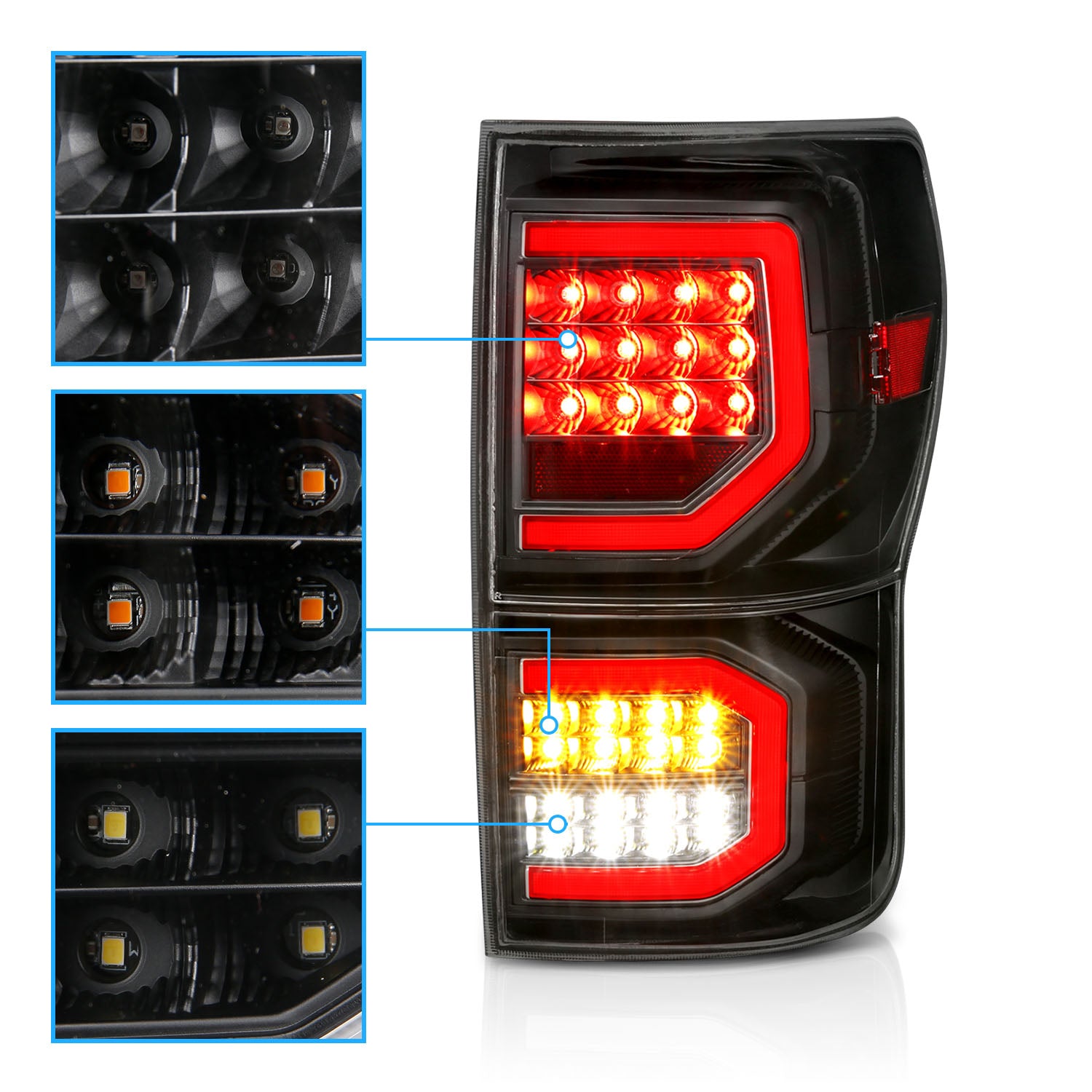 TOYOTA TUNDRA 07-11 FULL LED T.L BLACK HOUSING CLEAR LENS W/ DOUBLE C LIGHT BARS