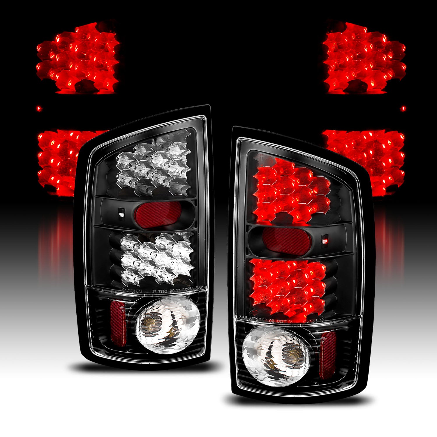 DODGE RAM 02-05 LED TAIL LIGHTS BLACK
