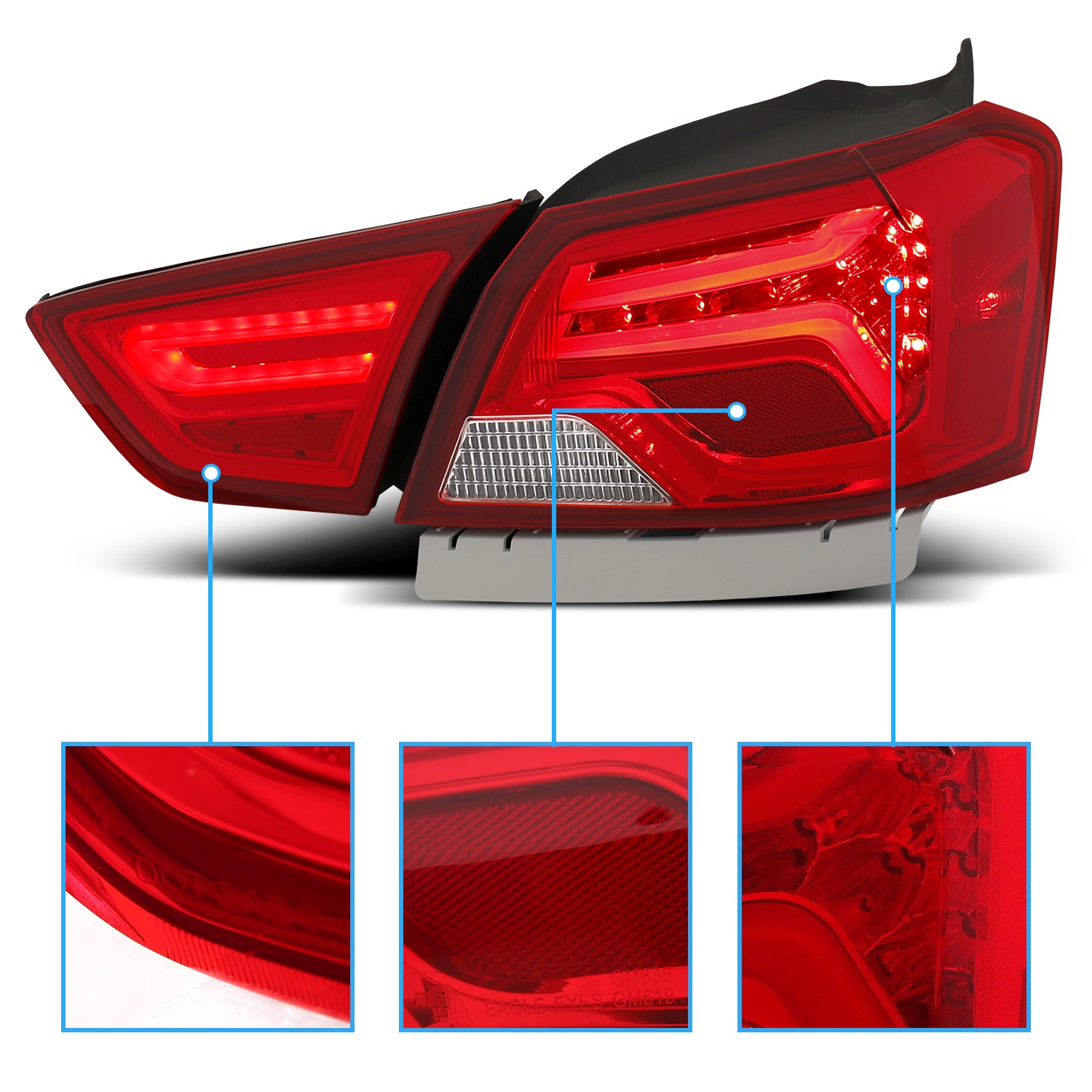 CHEVY IMPALA 14-18 LED TAIL LIGHTS RED/CLEAR