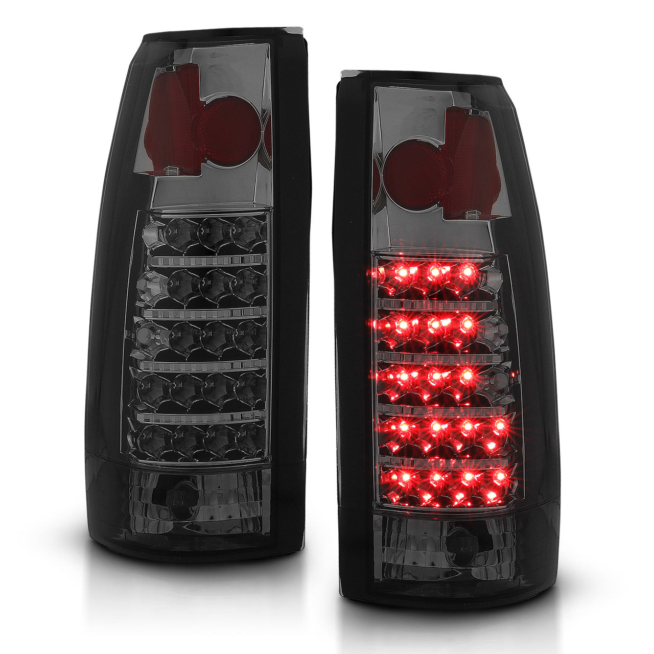 Chevy/GMC C/K 1500/2500/3500 88-99, SUBURBAN/YUKON 92-00, TAHOE 94-00, BLAZER 92-94, CADILLAC ESCALADE 99-00 LED TAIL LIGHTS SMOKE LENS
