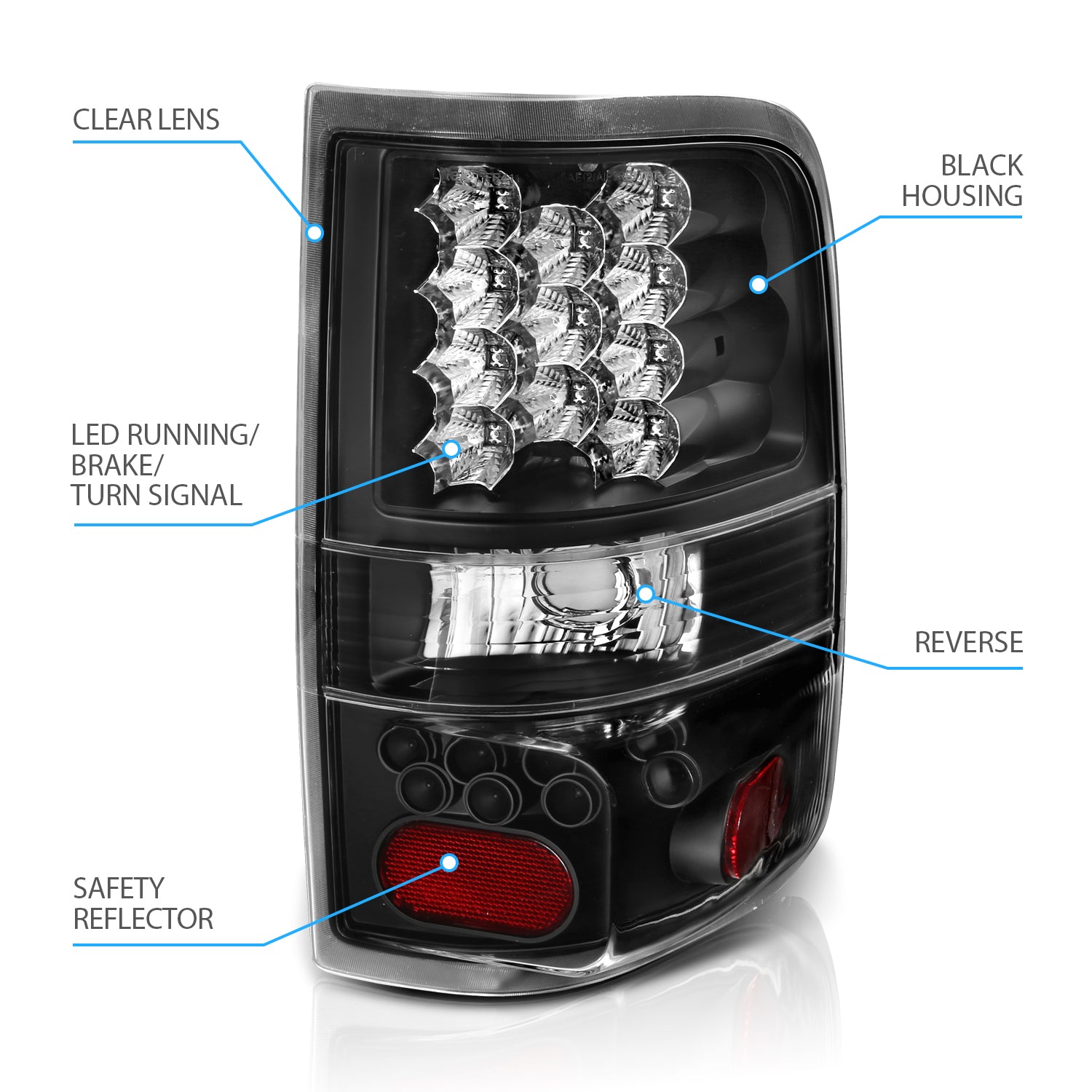 FORD F-150 04-06 LED TAIL LIGHTS BLACK