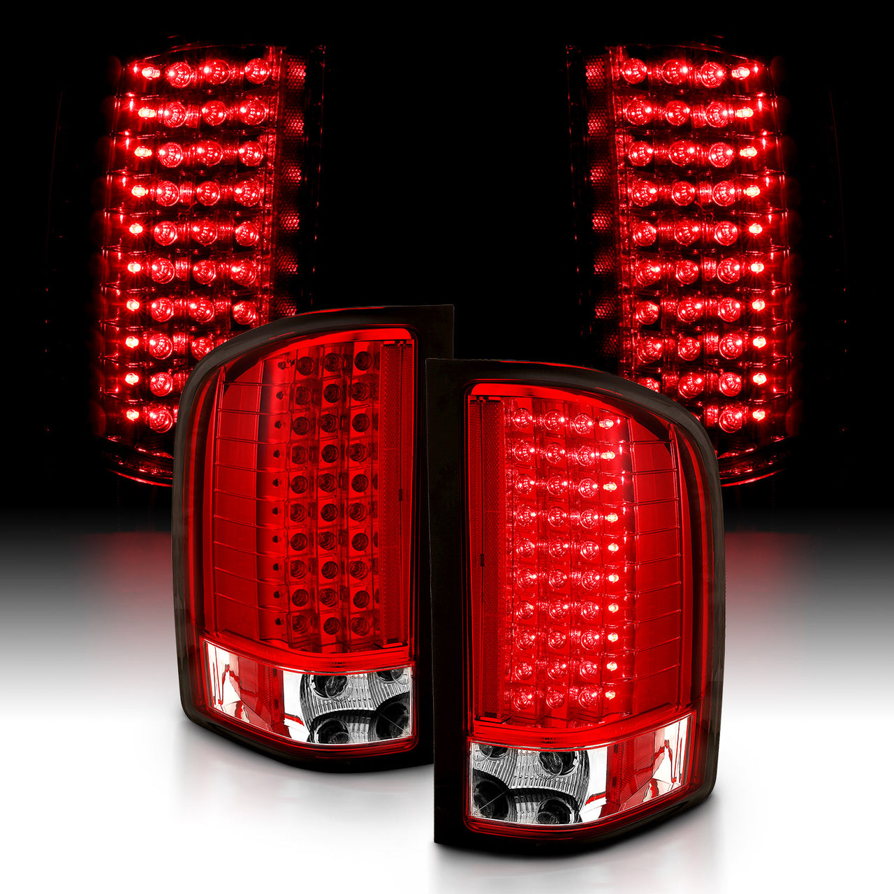 CHEVY SILVERADO 1500 07-13/2500HD/3500HD 07-14 LED TAIL LIGHTS RED/CLEAR