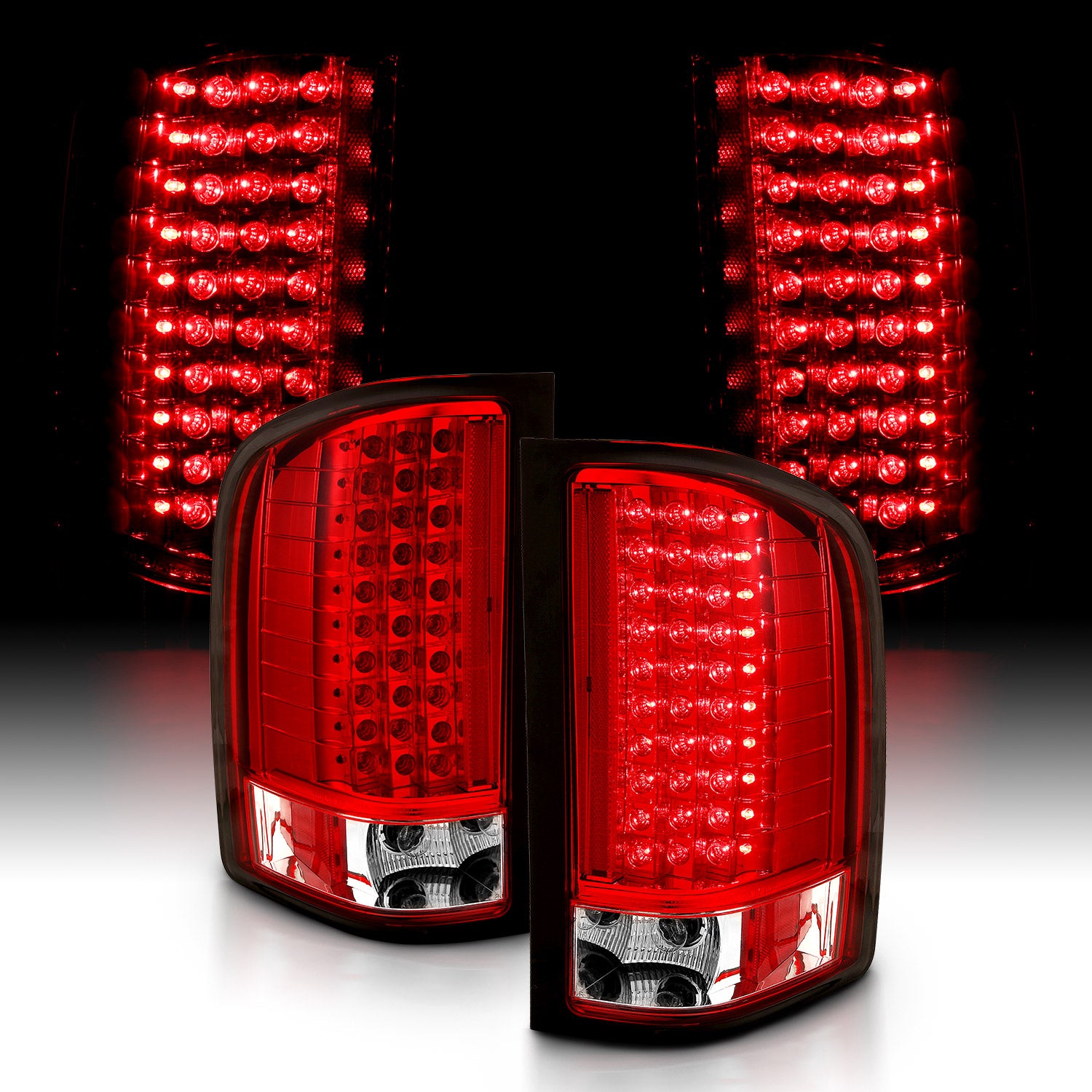 CHEVY SILVERADO 1500 07-13/2500HD/3500HD 07-14 LED TAIL LIGHTS RED/CLEAR