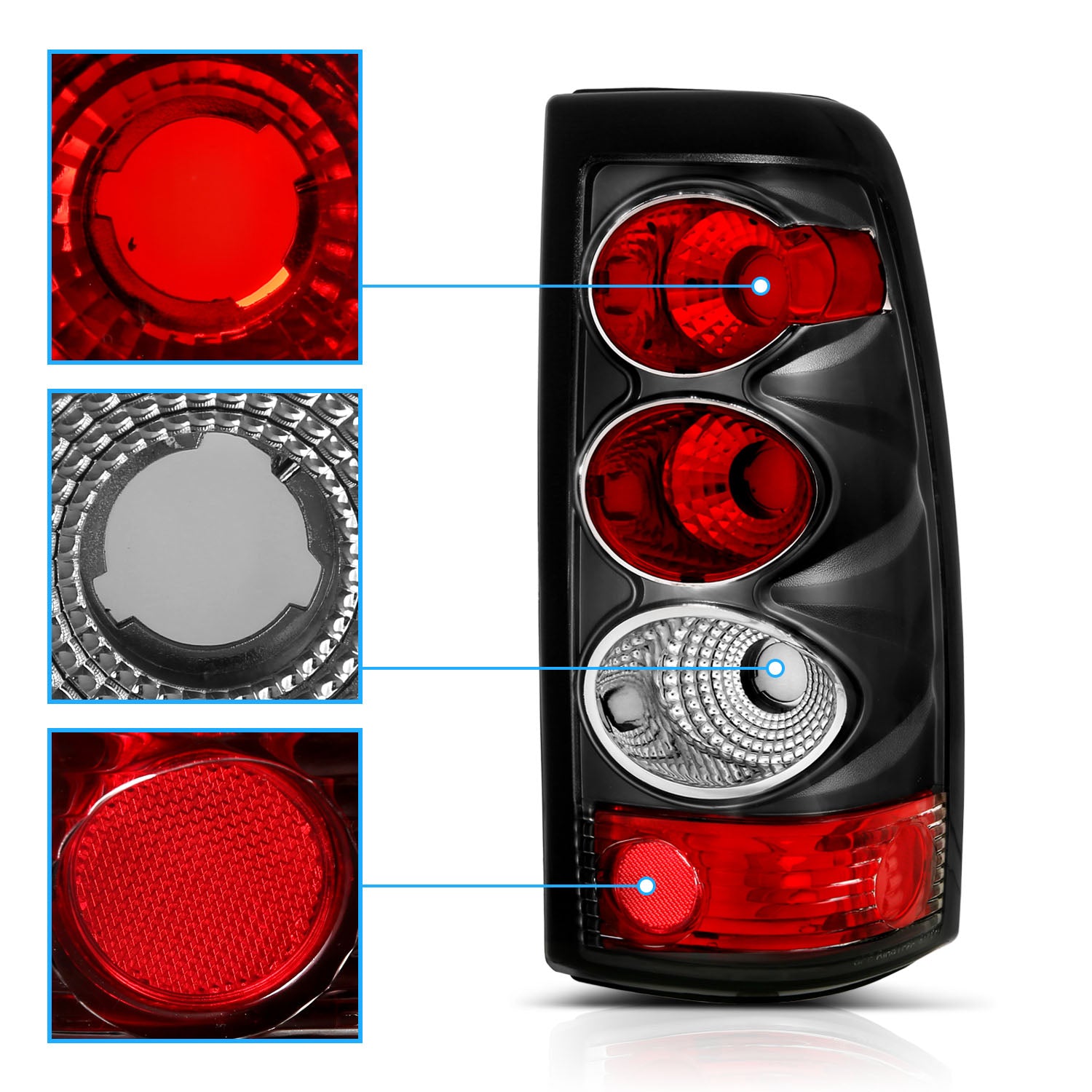 CHEVY SILVERADO 03-06 TAIL LIGHTS BLACK