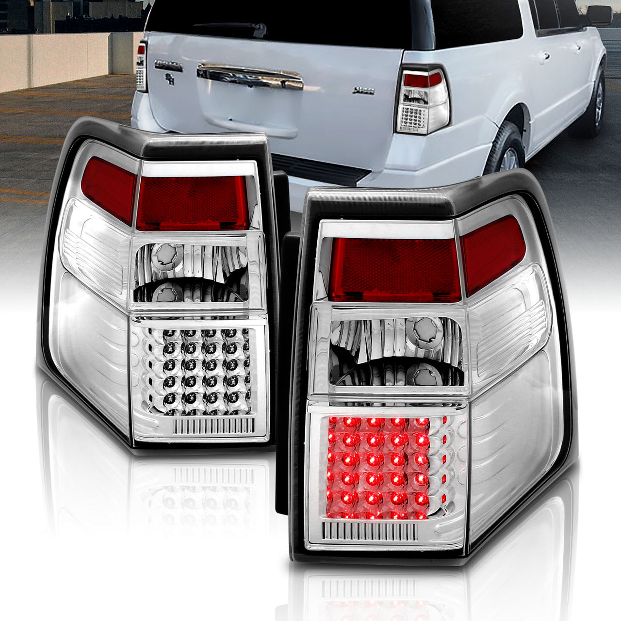 FORD EXPEDITION 07-UP LED TAIL LIGHTS ALL CHROME