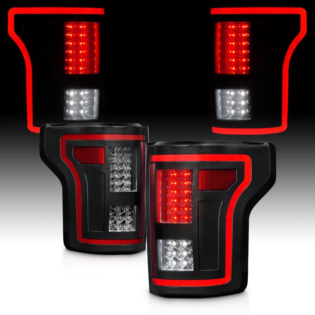 FORD F-150 15-17 LED TAIL LIGHTS (RED LIGHT BAR) SMOKE LENS (SEQUENTIAL SIGNAL)