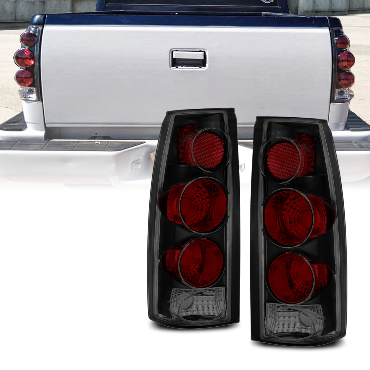 Chevy/GMC C/K 1500/2500/3500 88-99, SUBURBAN/YUKON 92-00, TAHOE 94-00, BLAZER 92-94, CADILLAC ESCALADE 99-00 TAIL LIGHTS 3D STYLE DARK SMOKE
