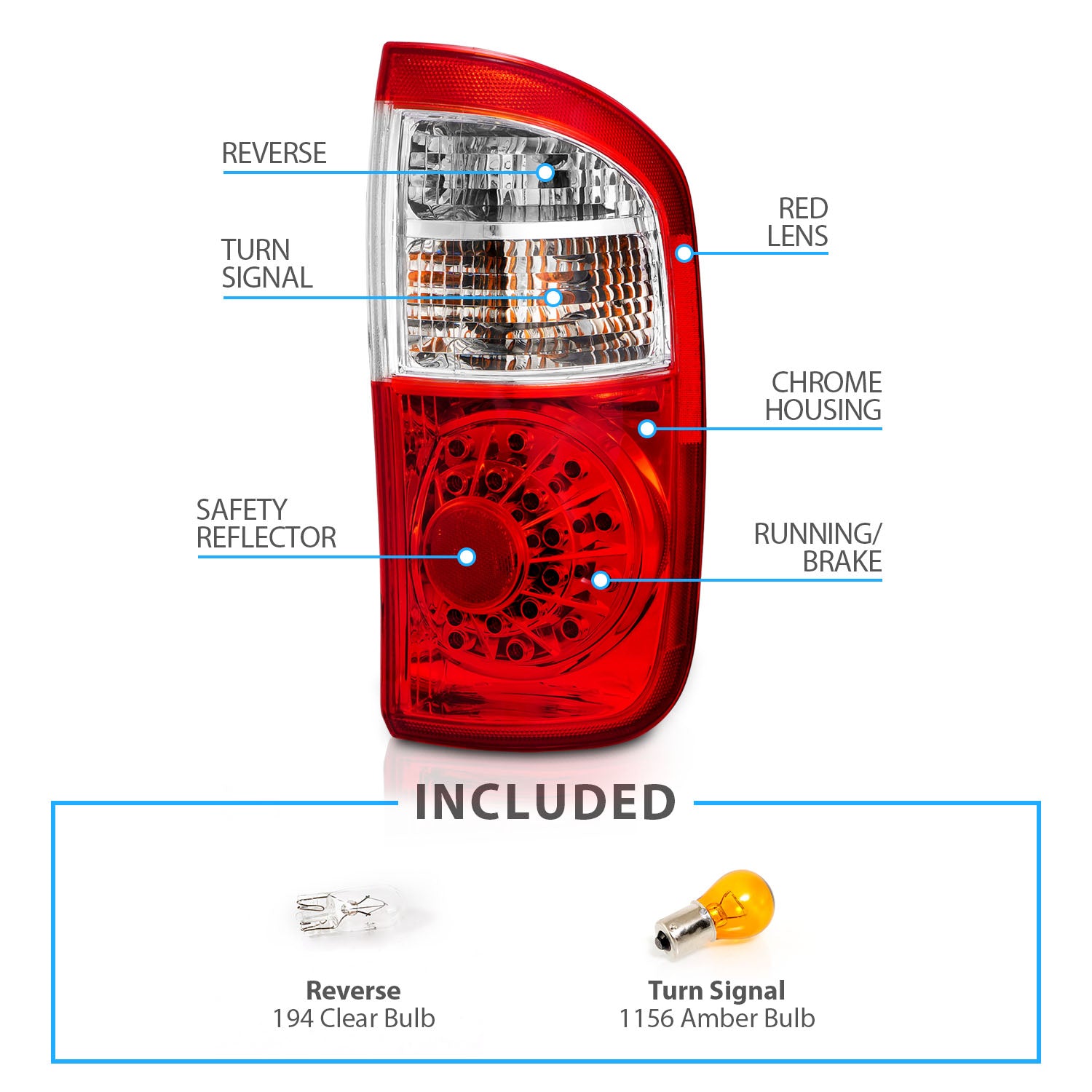 TOYOTA TUNDRA 00-06 LED TAIL LIGHTS RED/CLEAR (DOUBLE CAB ONLY/DOES NOT FIT STEPSIDE)