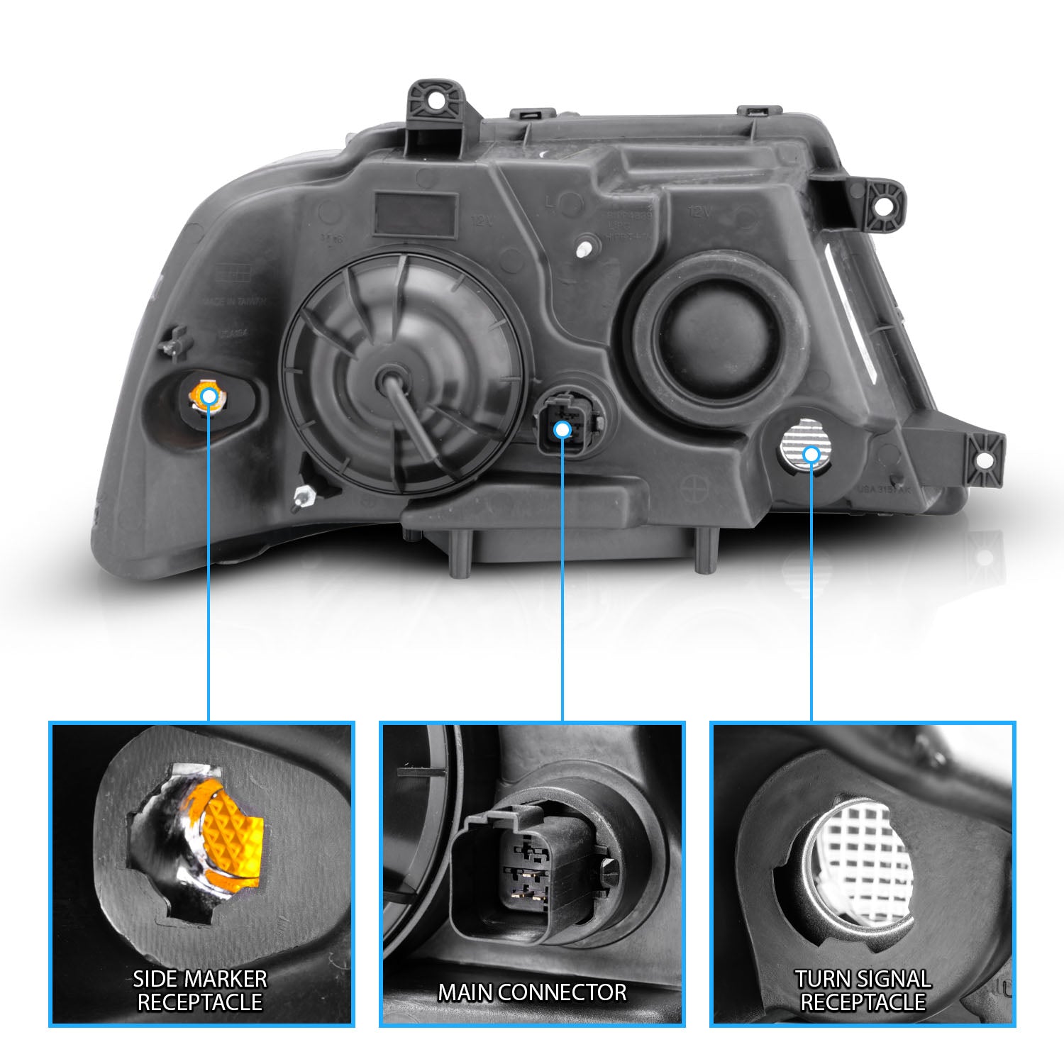 LINCOLN NAVIGATOR 03-05 HEADLIGHTS BLACK AMBER