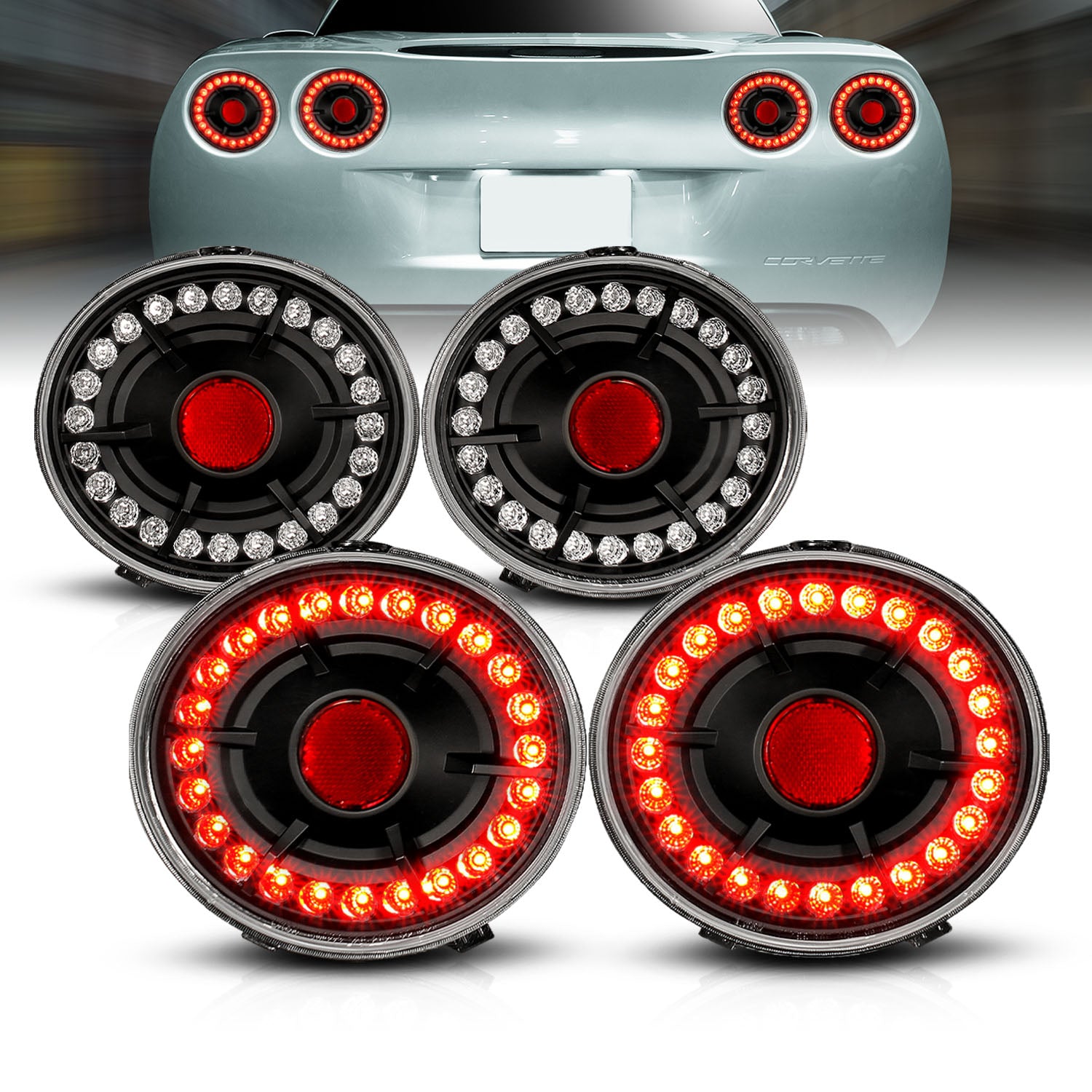 CHEVY CORVETTE 05-07/CORVETTE Z06 06-07 LED TAIL LIGHTS BLACK