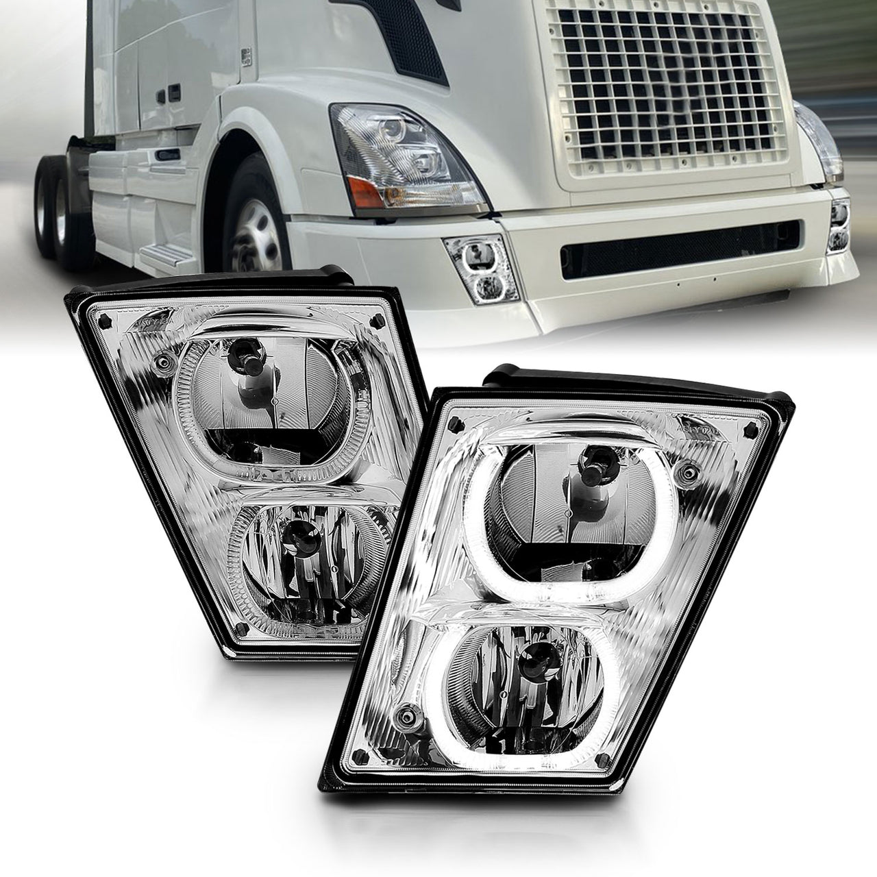 VOLVO VN/VNL SERIES 04-15 FOG LIGHT U BAR STYLE H.L CHORME