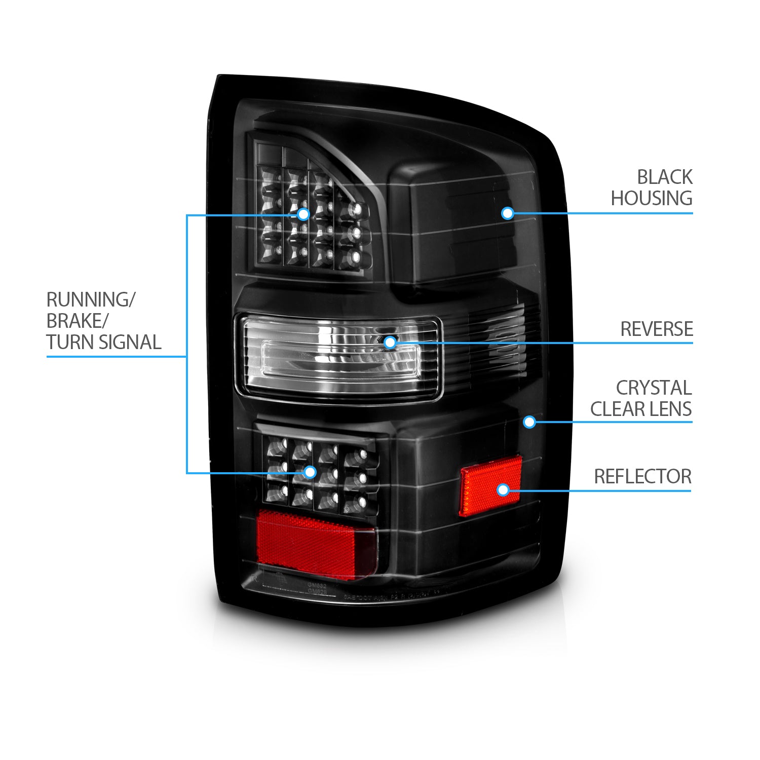 GMC SIERRA 14-18 LED TAIL LIGHTS BLACK  (NON-OEM LED ONLY)