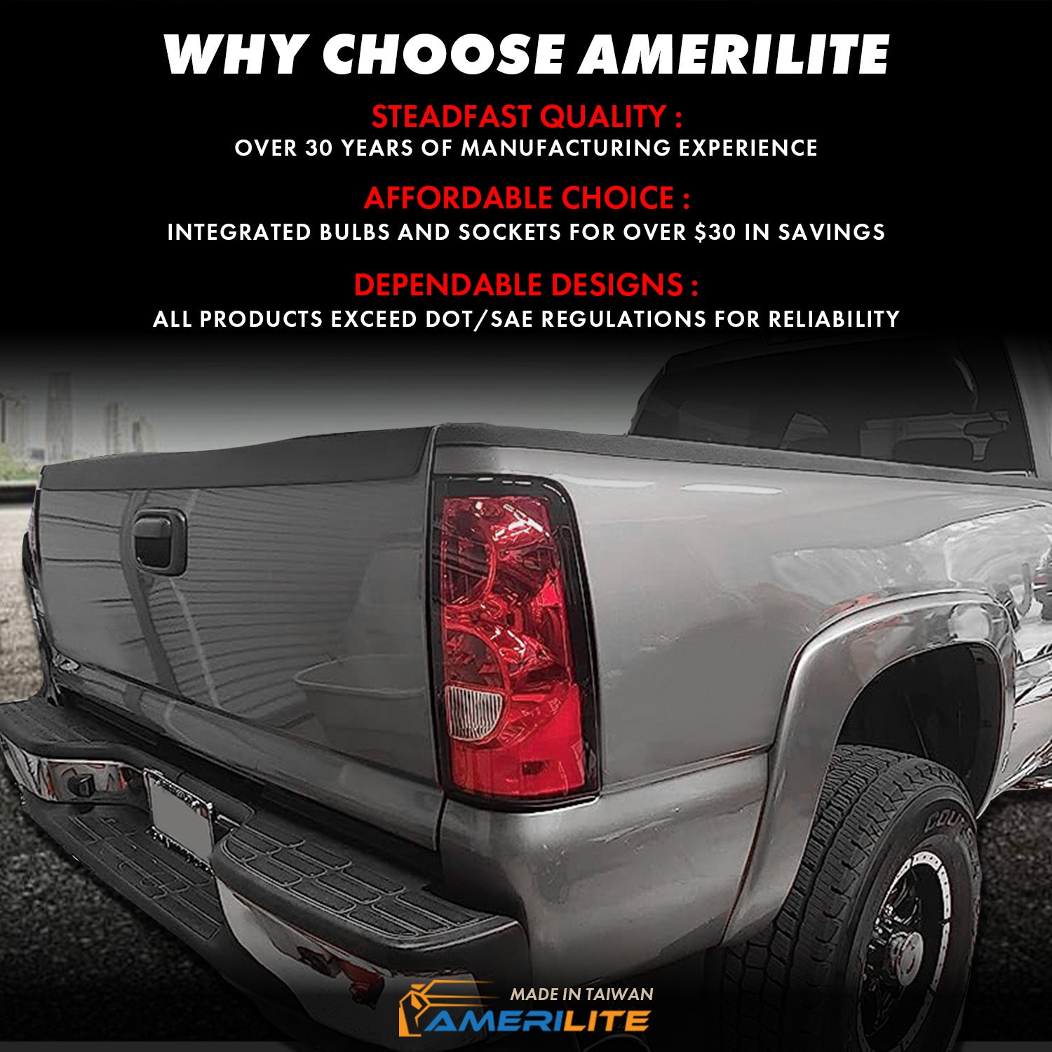 CHEVY SILVERADO 04-07 TAIL LIGHTS RED/CLEAR (BLACK RIM) (OE REPLACEMENT)