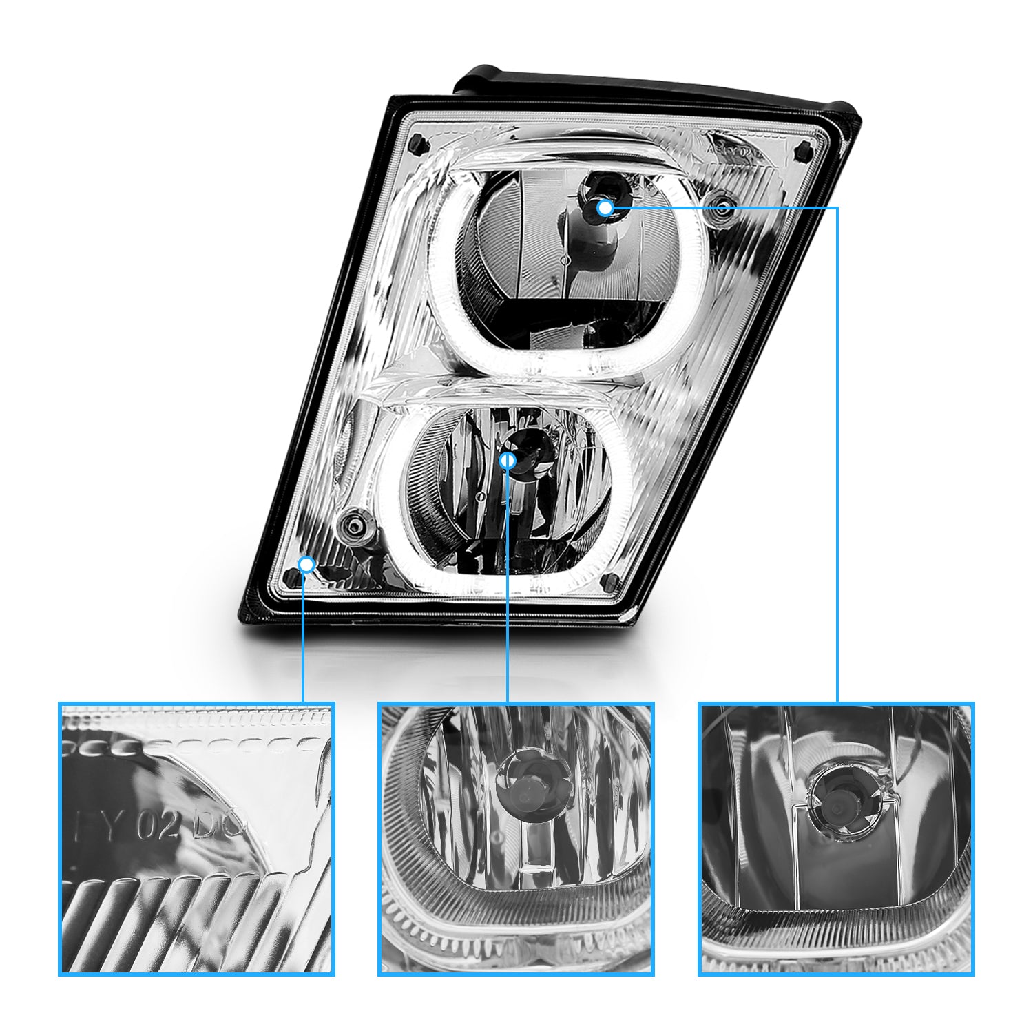 VOLVO VN/VNL SERIES 04-15 FOG LIGHT U BAR STYLE H.L CHORME