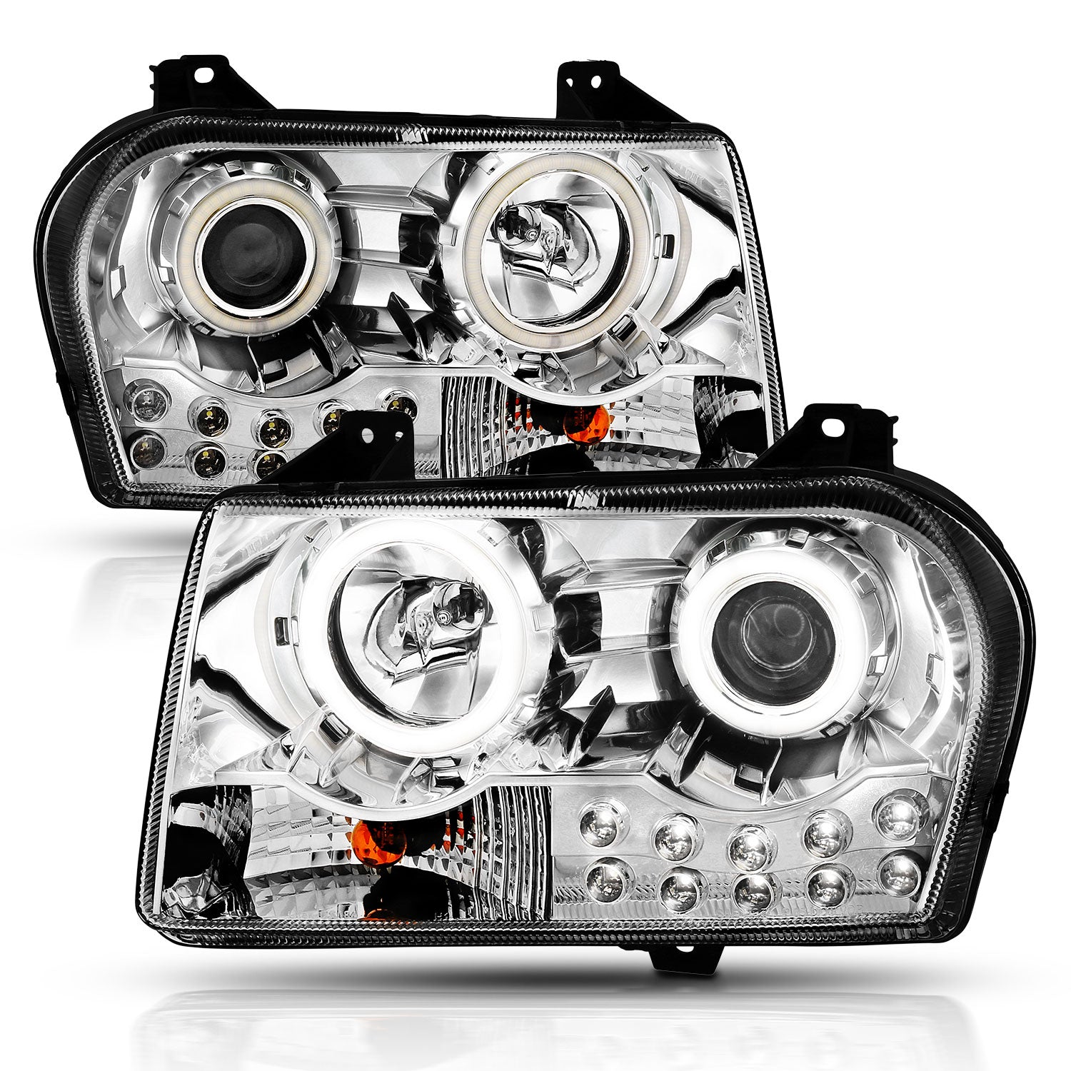 CHRYSLER 300 (05:2.7L,3.5L ENG)/(07-10:W/O DELAY OPTION) 05-10 PROJECTOR HEADLIGHTS HALO LED CHROME (RX HALO)