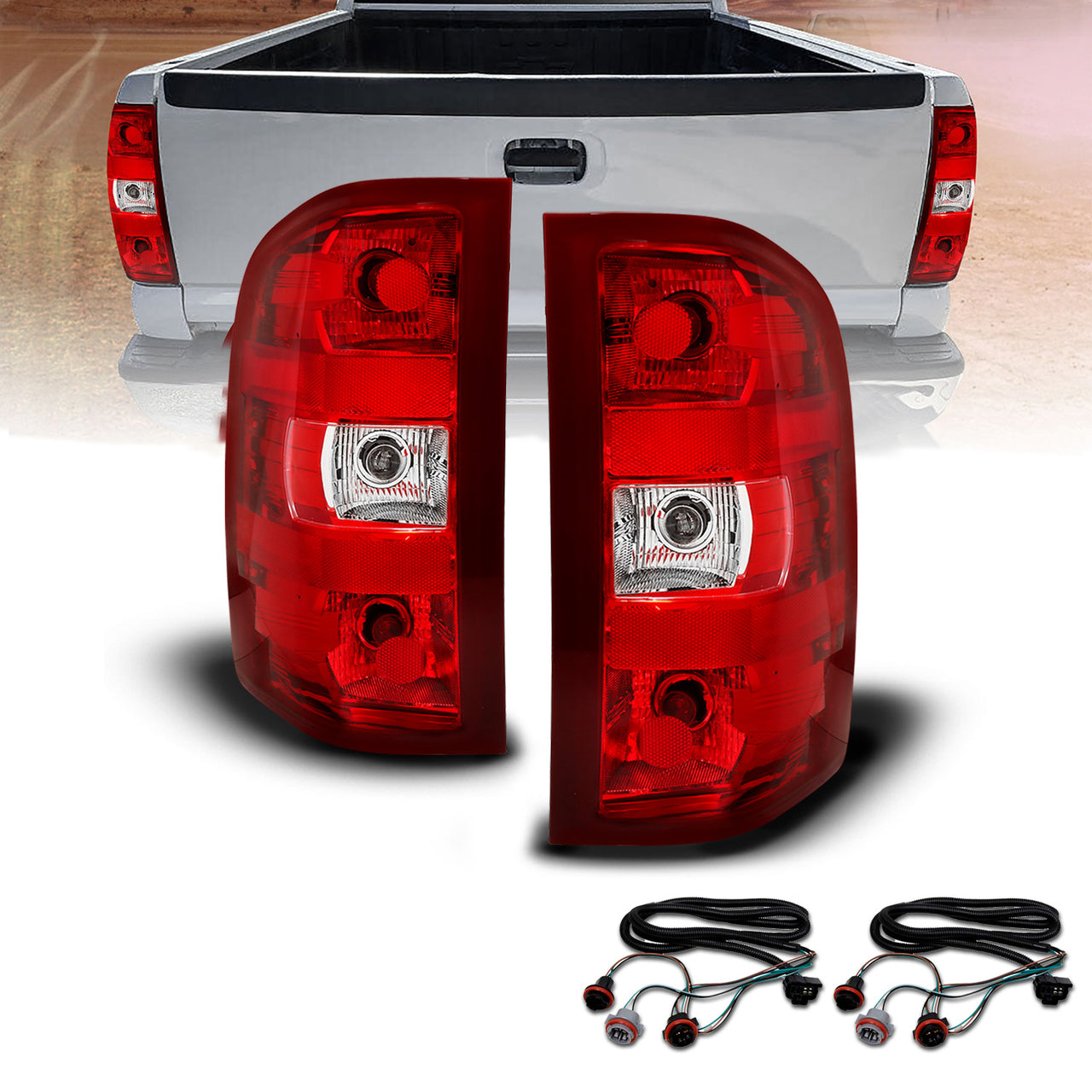 CHEVY SILVERADO 07-13 TAIL LIGHTS RED/CLEAR (OE REPLACEMENT)