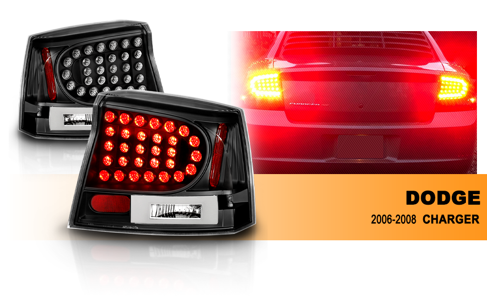 DODGE CHARGER 06-08 LED TAIL LIGHTS BLACK