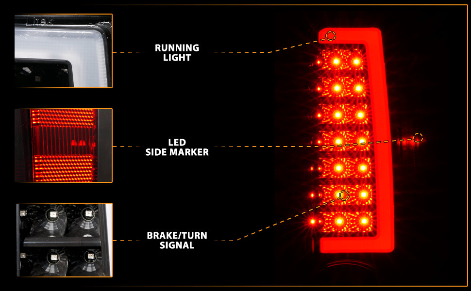 CHEVY COLORADO/GMC CANYON 04-12  LED TAIL LIGHTS BLACK (W/ C LIGHT BAR)