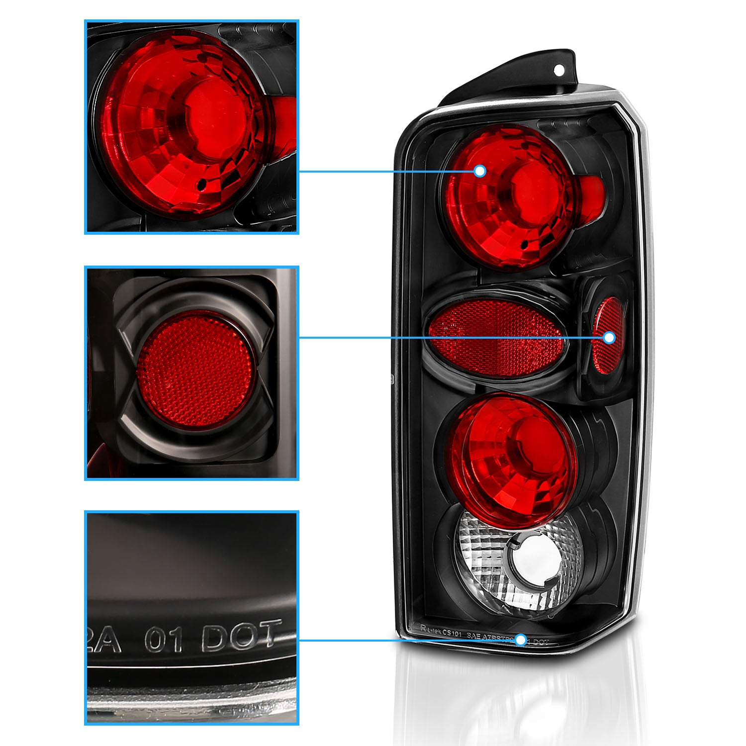 JEEP CHEROKEE 97-00 TAIL LIGHTS BLACK