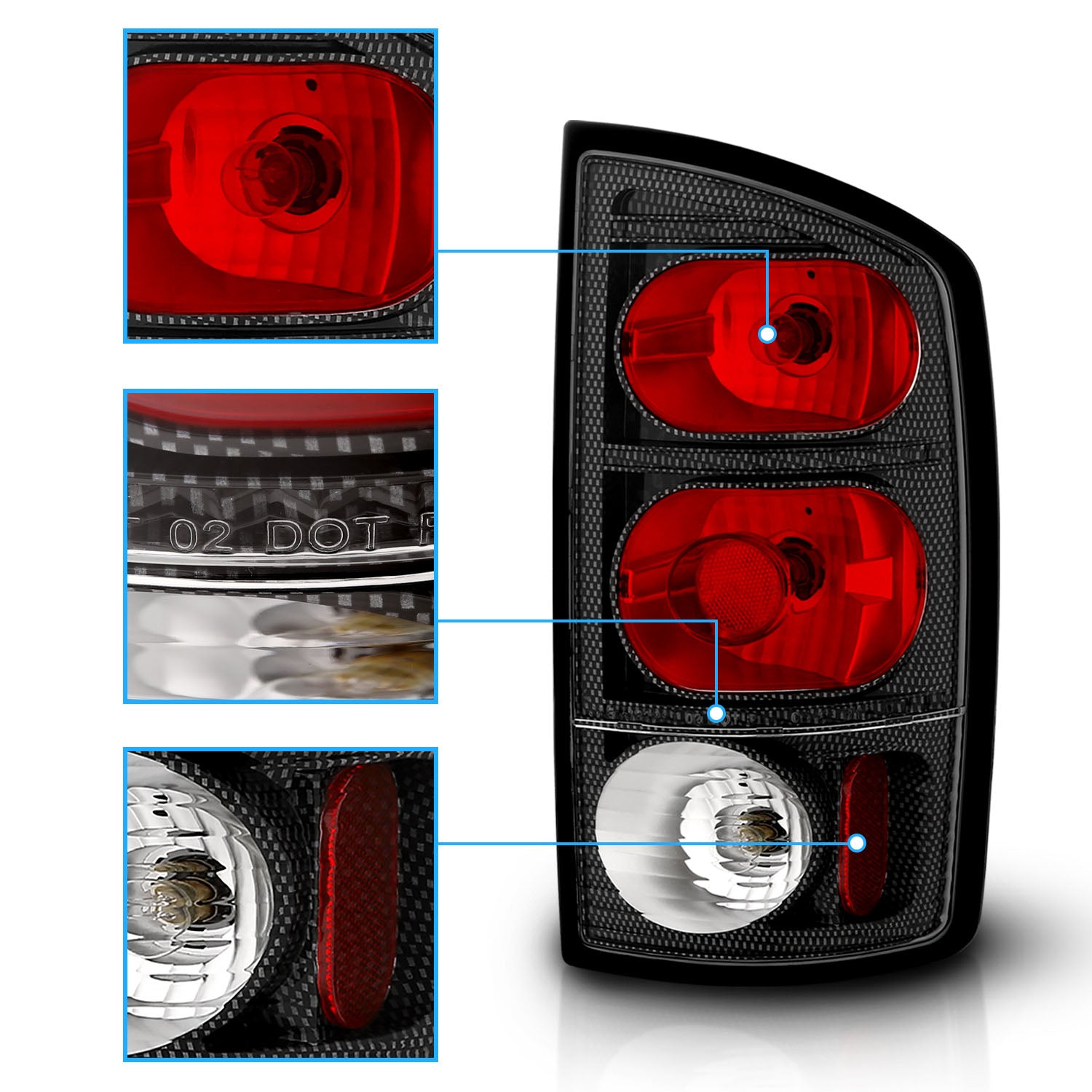 DODGE RAM 02-05 TAIL LIGHTS CARBON CRYSTAL LENS
