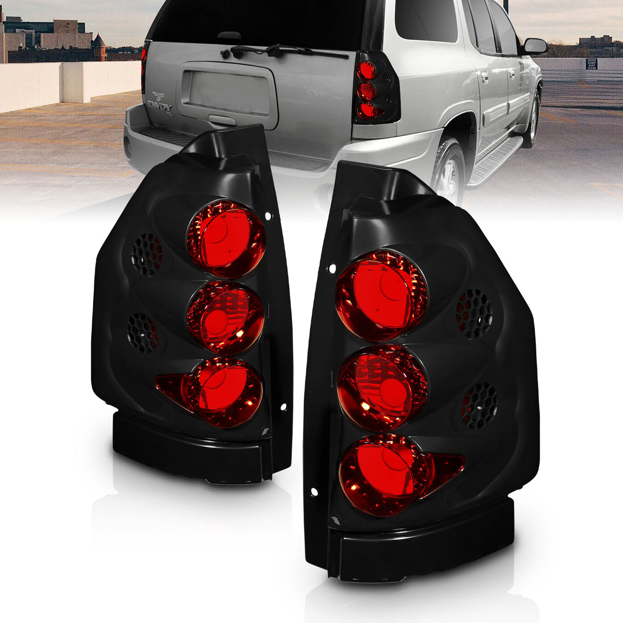 GMC ENVOY 02-05 TAIL LIGHTS BLACK