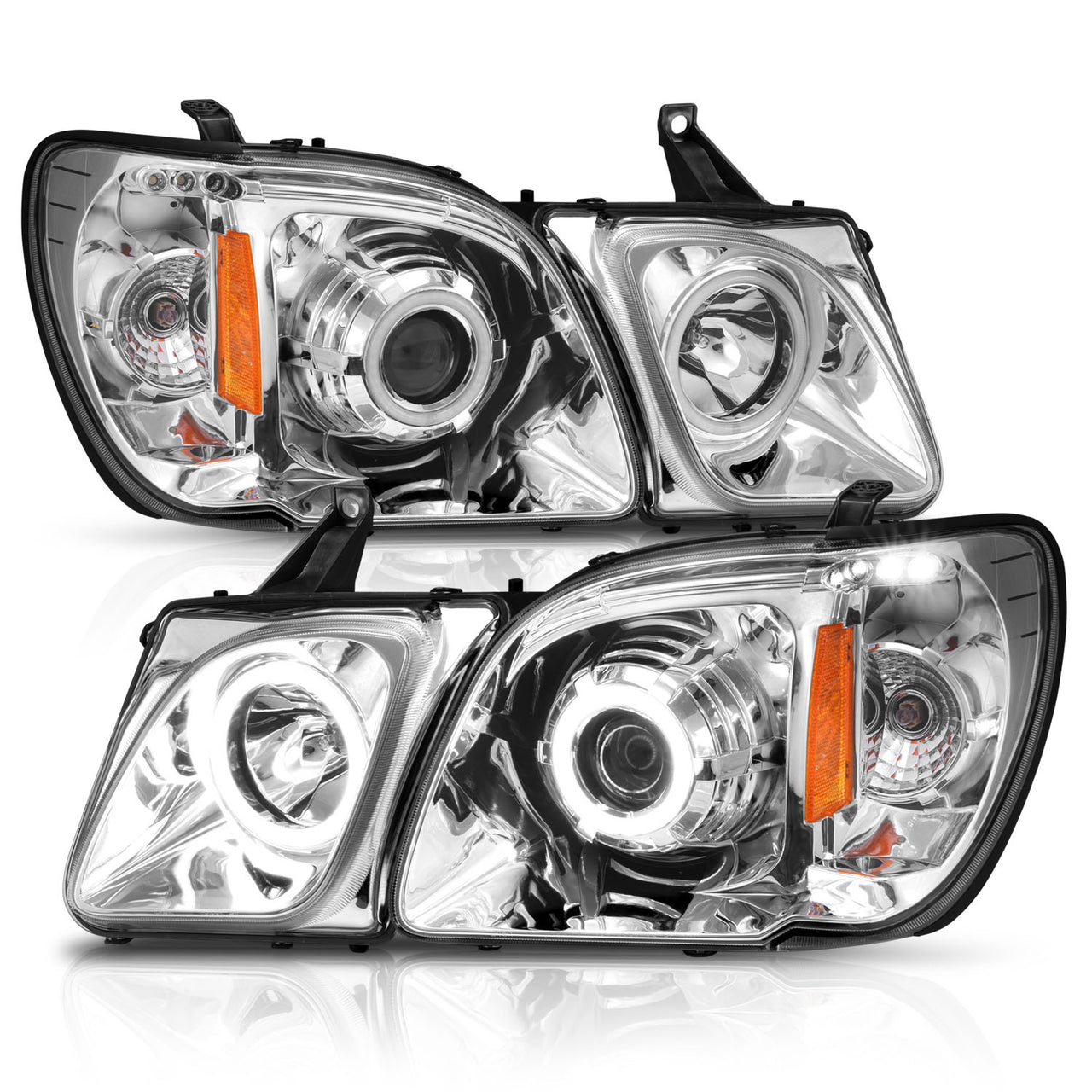 LEXUS LX470 98-07 PROJECTOR HEADLIGHTS HALO CHROME CLEAR AMBER (RX HALO)