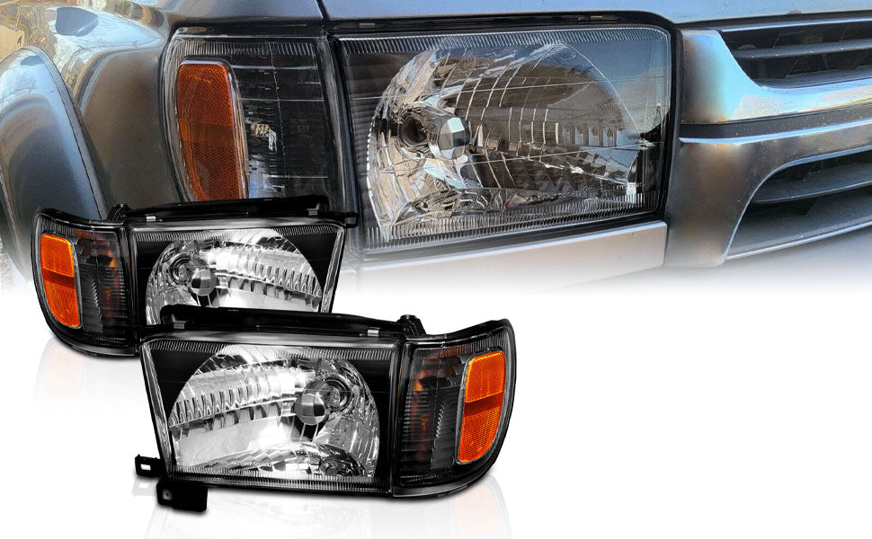 TOYOTA 4 RUNNER 99-02 HEADLIGHTS W/ CORNER LIGHTS BLACK AMBER