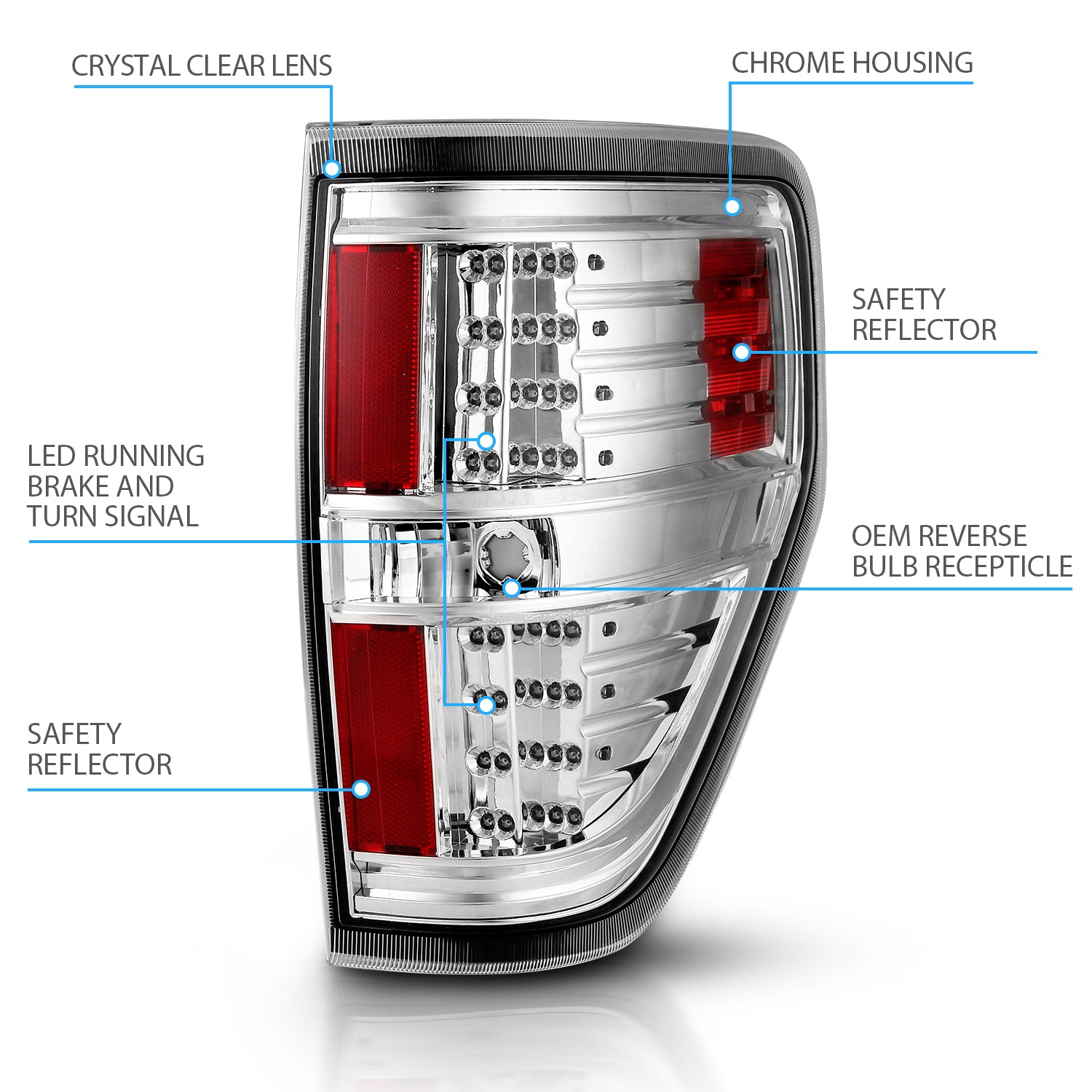 FORD F-150 09-13 LED TAIL LIGHTS ALL CHROME