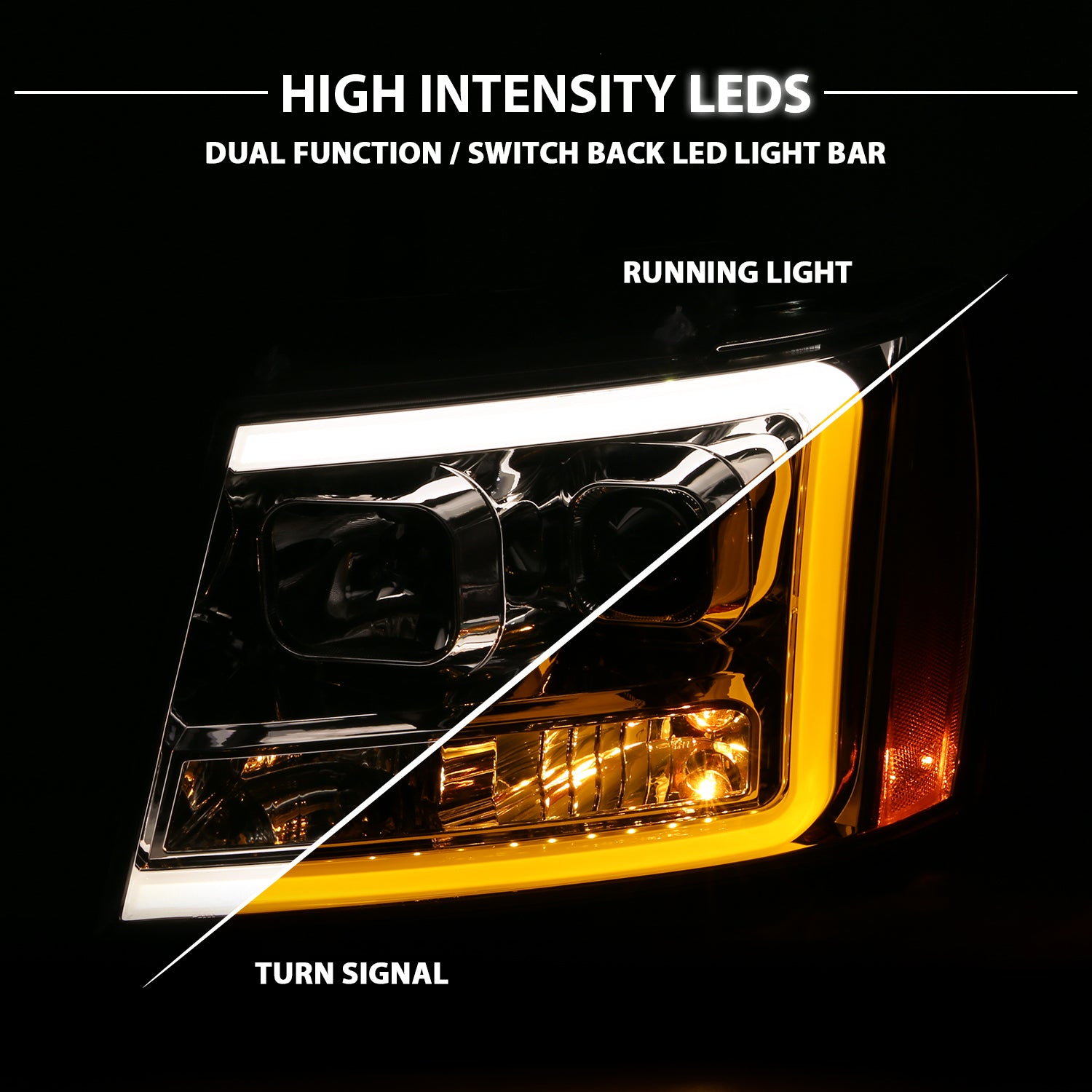 CHEVY TAHOE/SUBURBAN/AVALANCHE 07 PROJECTOR HEADLIGHTS G3 CHROME CLEAR AMBER
