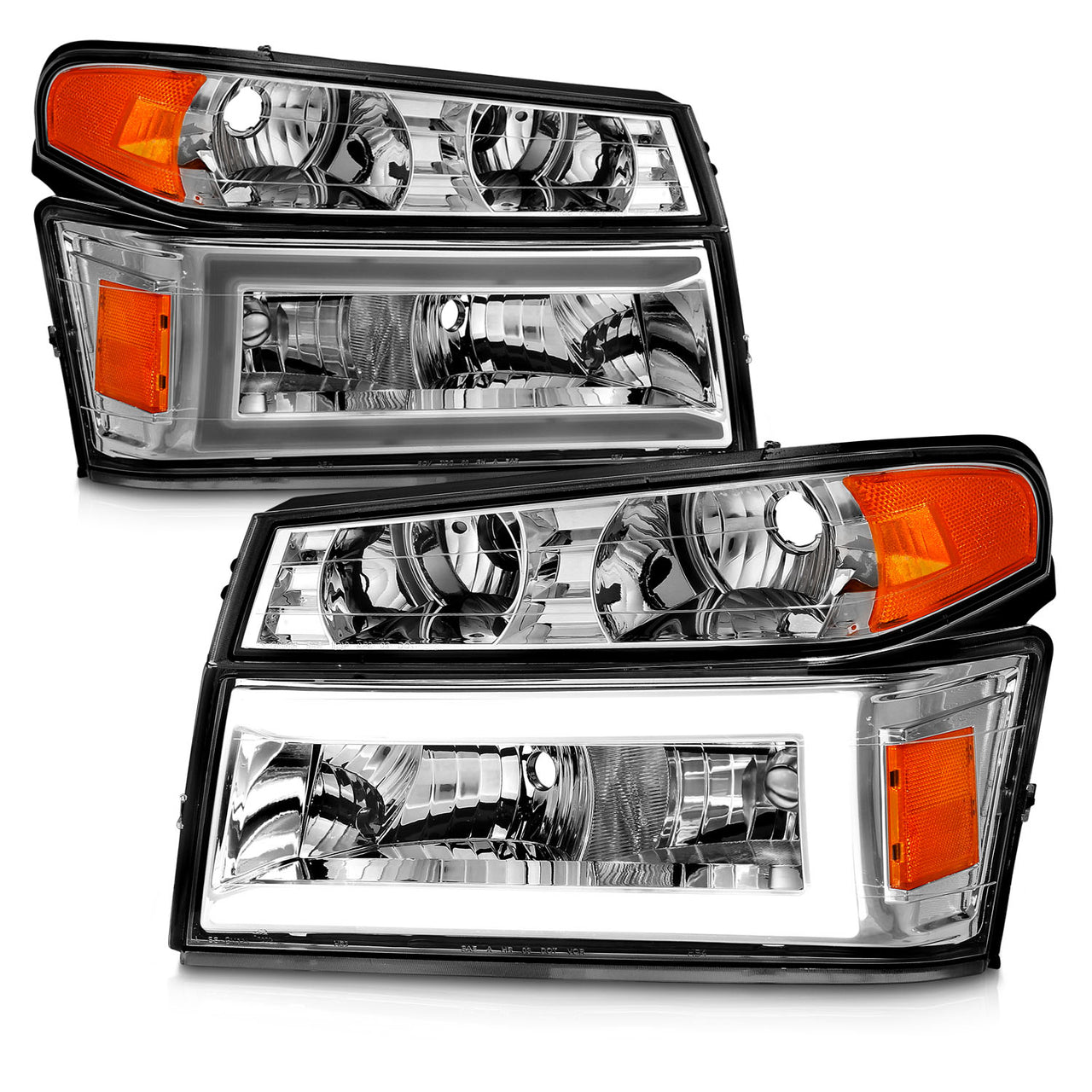 CHEVY COLORADO/GMC CANYON 04-12 HEADLIGHTS CHROME 4PCS W/ PARKING LIGHTS, C LIGHTS BAR