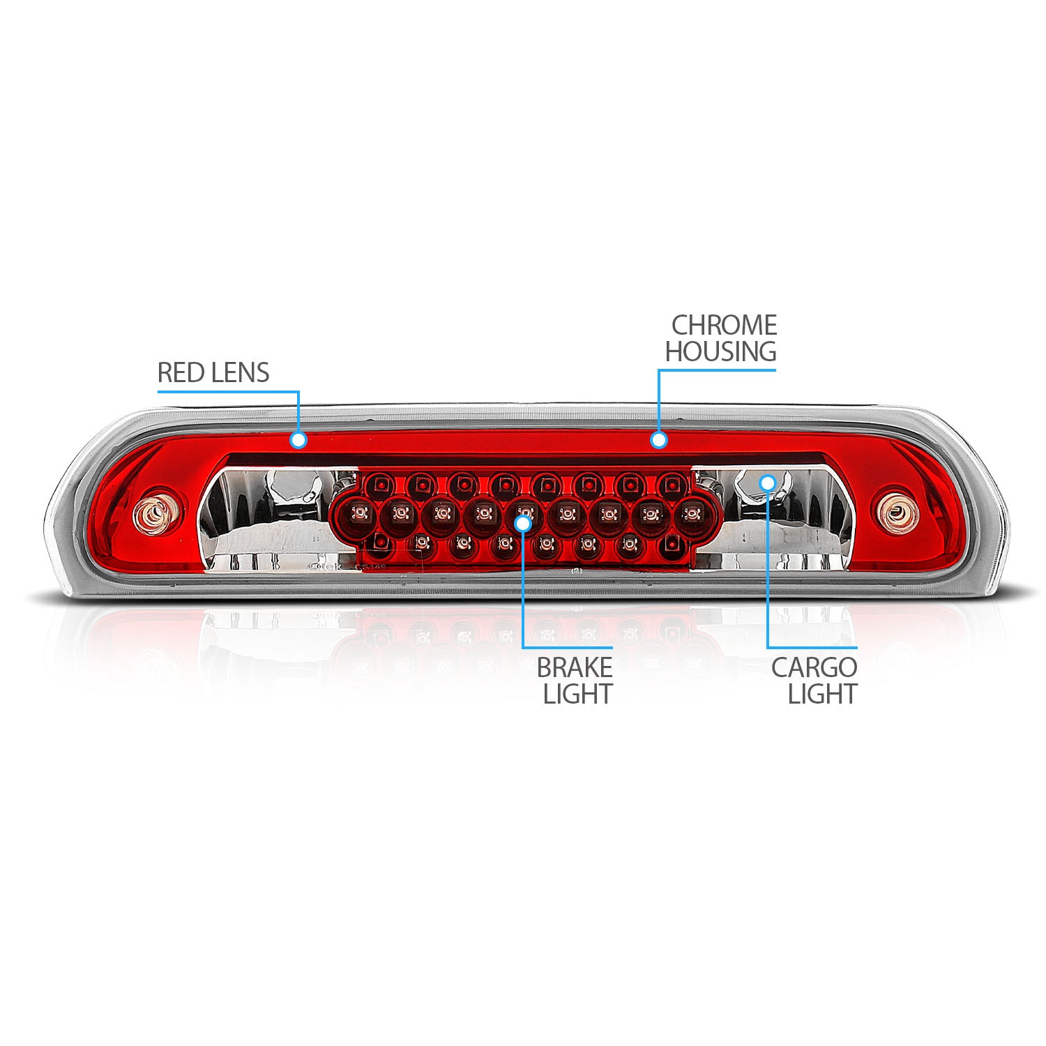 DODGE RAM 02-08 LED 3RD BRAKE LIGHT CRYSTAL LENS/RED HOUSING