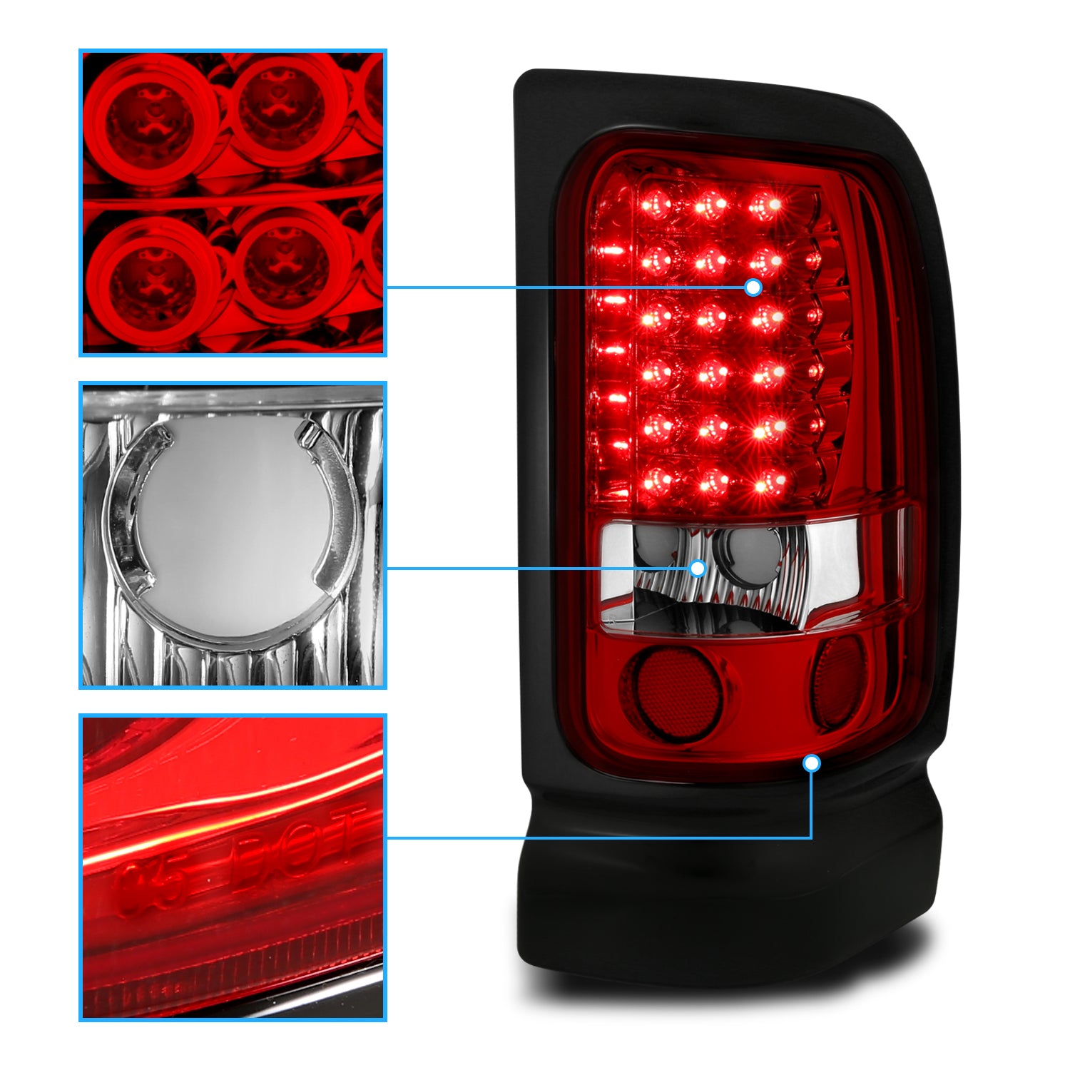 DODGE RAM 94-01 LED TAIL LIGHTS RED/CLEAR