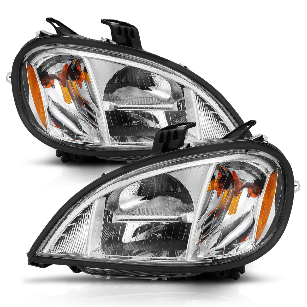 FREIGHTLINER COLUMBIA 96-13 H.L LED HIGH/LOW BEAM CHROME HOUSING AMBER REFLECTOR