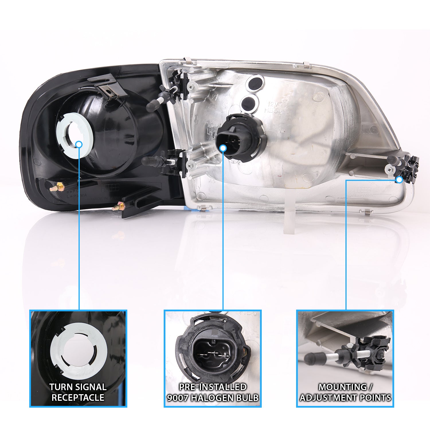 FORD F-150 97-03 HEADLIGHTS G2 BLACK W/ PARKING LIGHTS