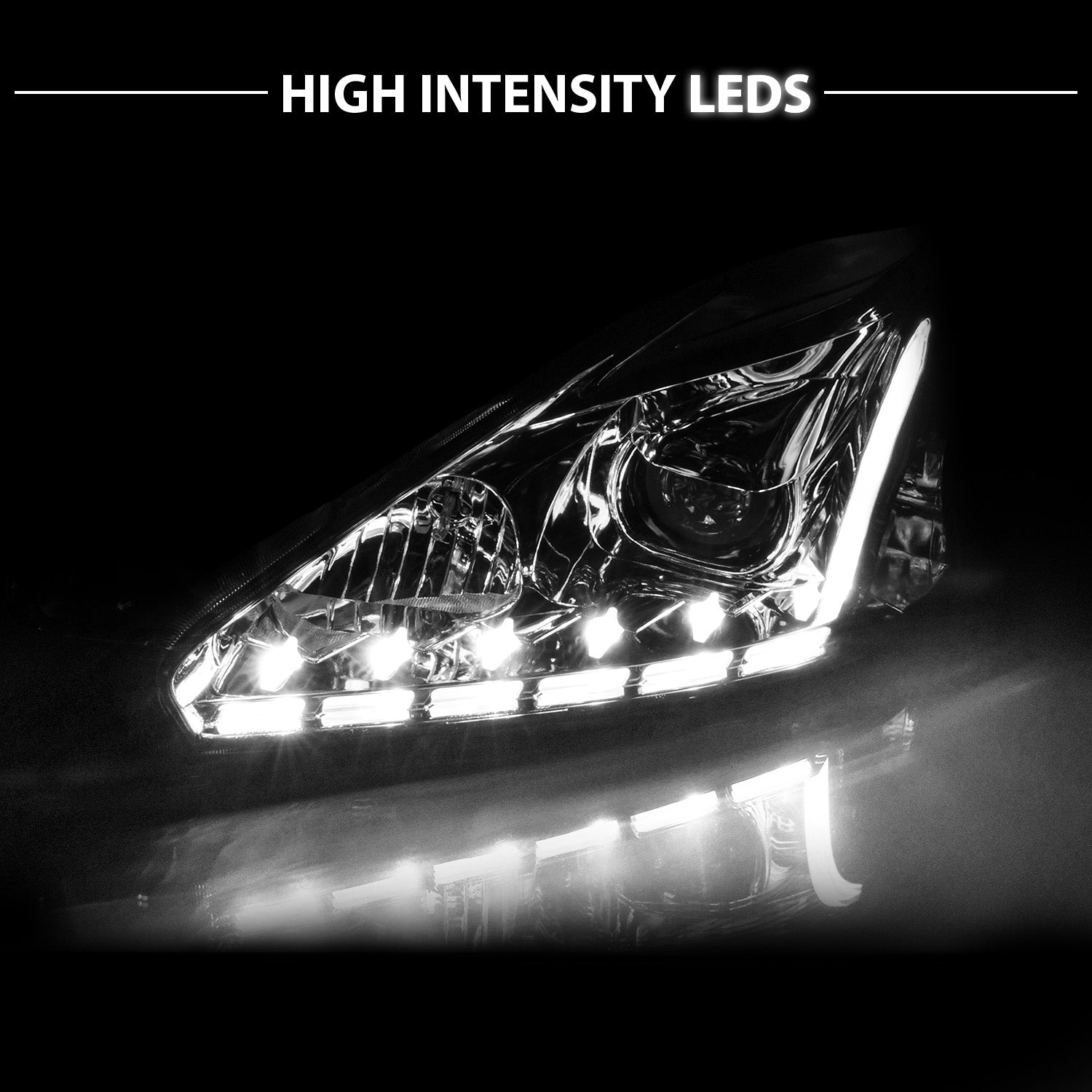NISSAN ALTIMA 13-15 4DR PROJECTOR LIGHT BAR STYLE HEADLIGHTS CHROME CLEAR AMBER