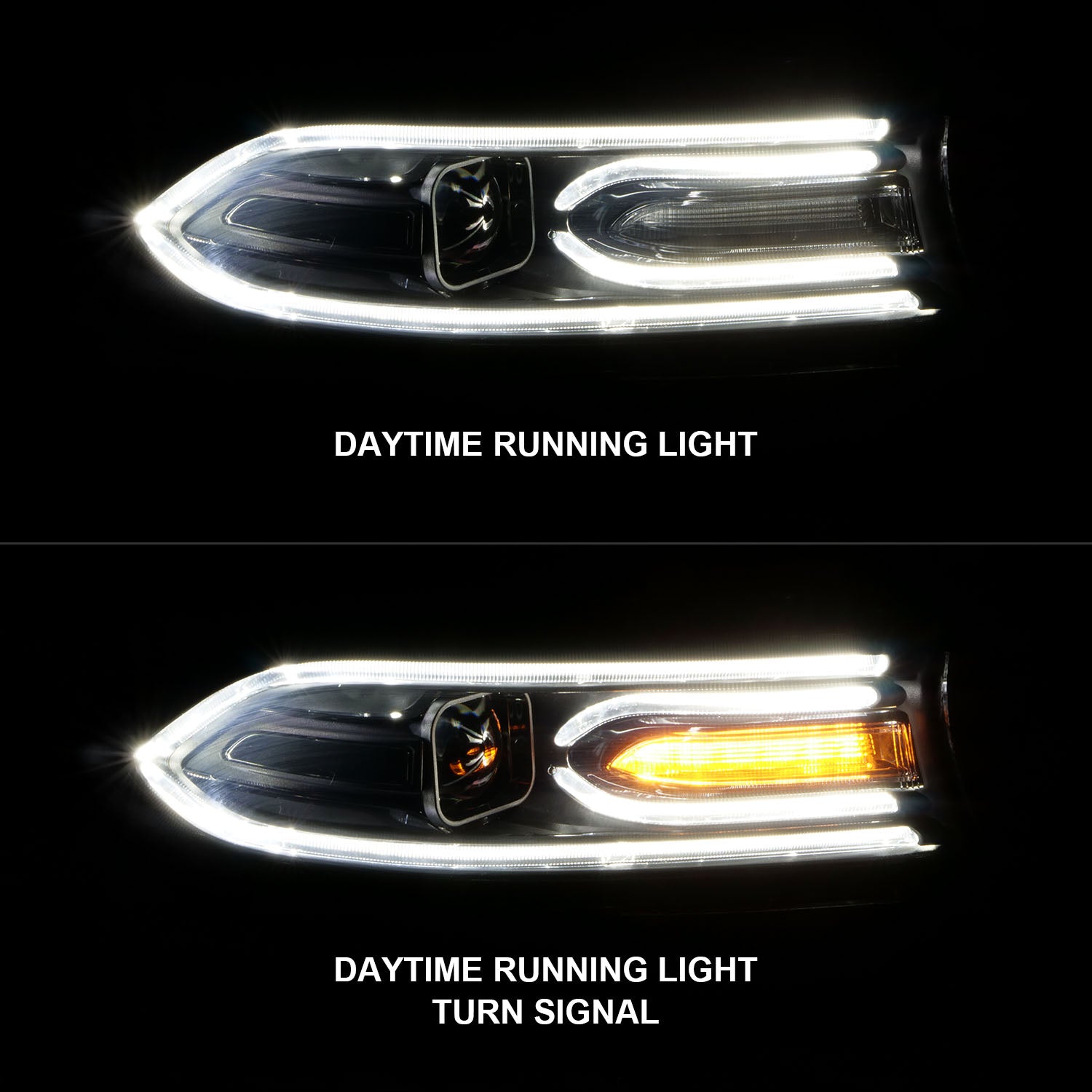 DODGE CHARGER 15-22 PROJECTOR LIGHT BAR STYLE HEADLIGHTS BLACK CLEAR