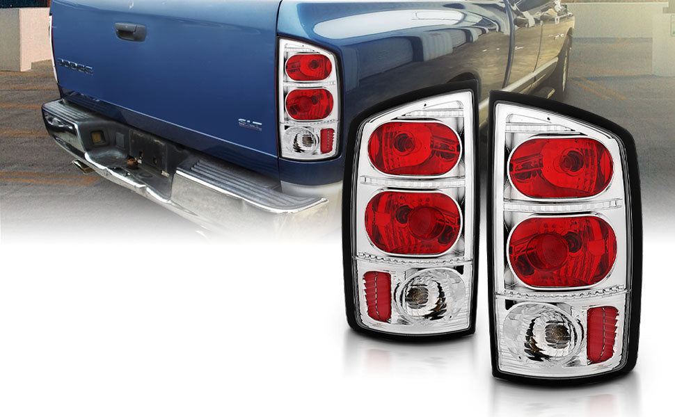 DODGE RAM 02-05 TAIL LIGHTS RED/CHROME