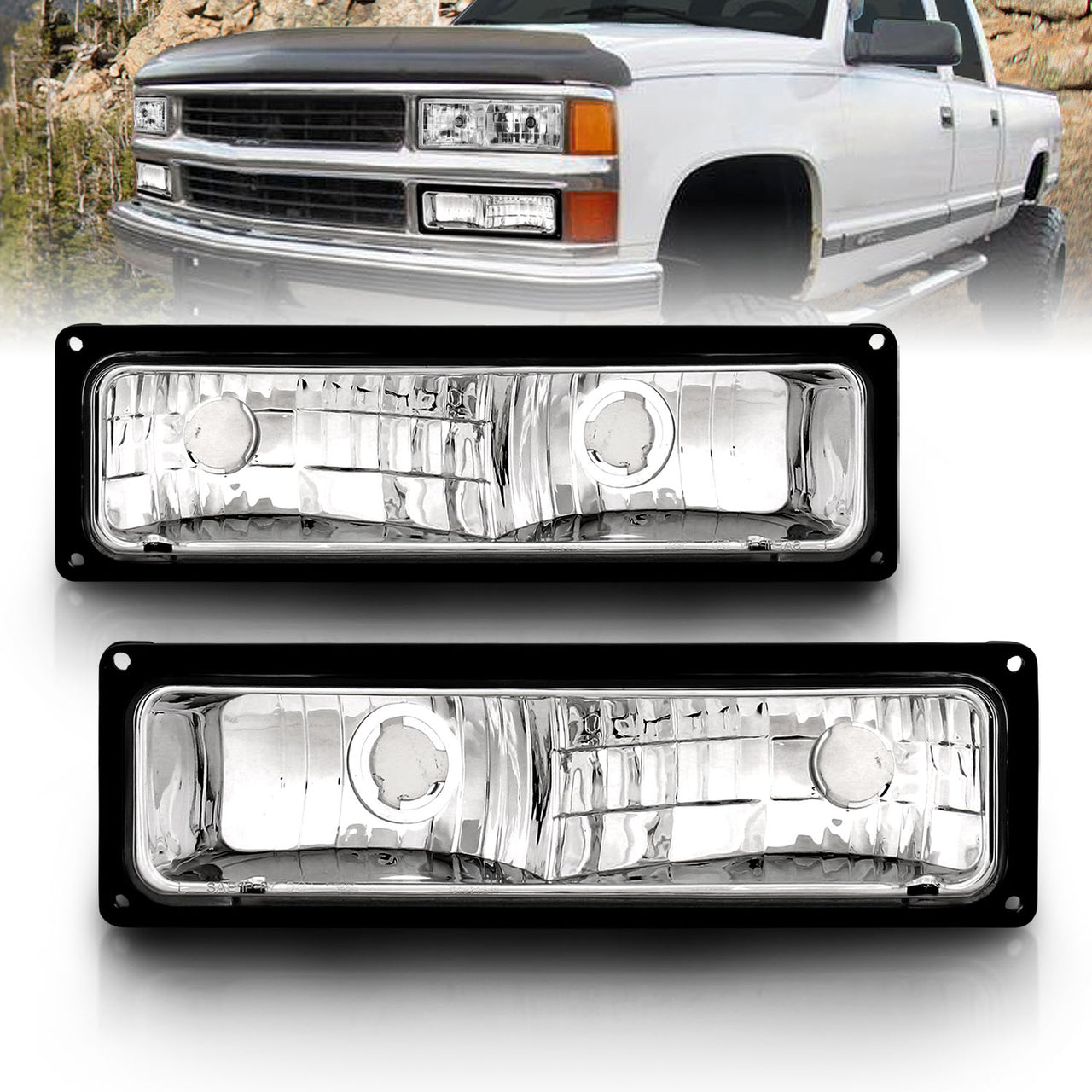 CHEVY FULLSIZE 88-98 PARKING/SIGNAL LIGHTS BLACK FRAME