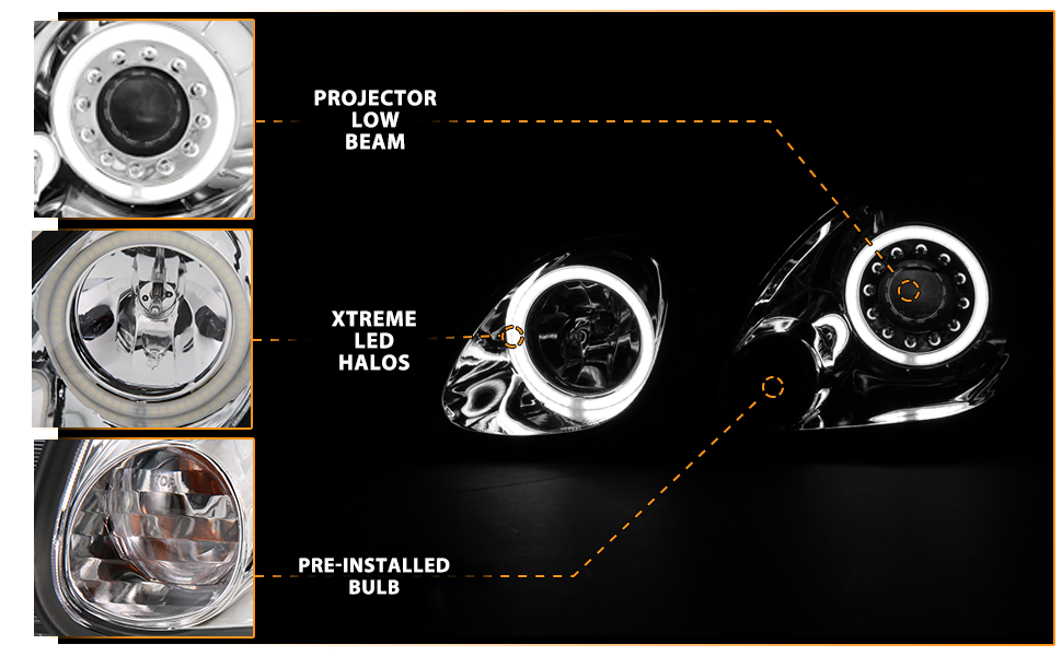 LEXUS GS 300/400 98-05 PROJECTOR HEADLIGHTS HALO CHROME CLEAR (RX HALO)
