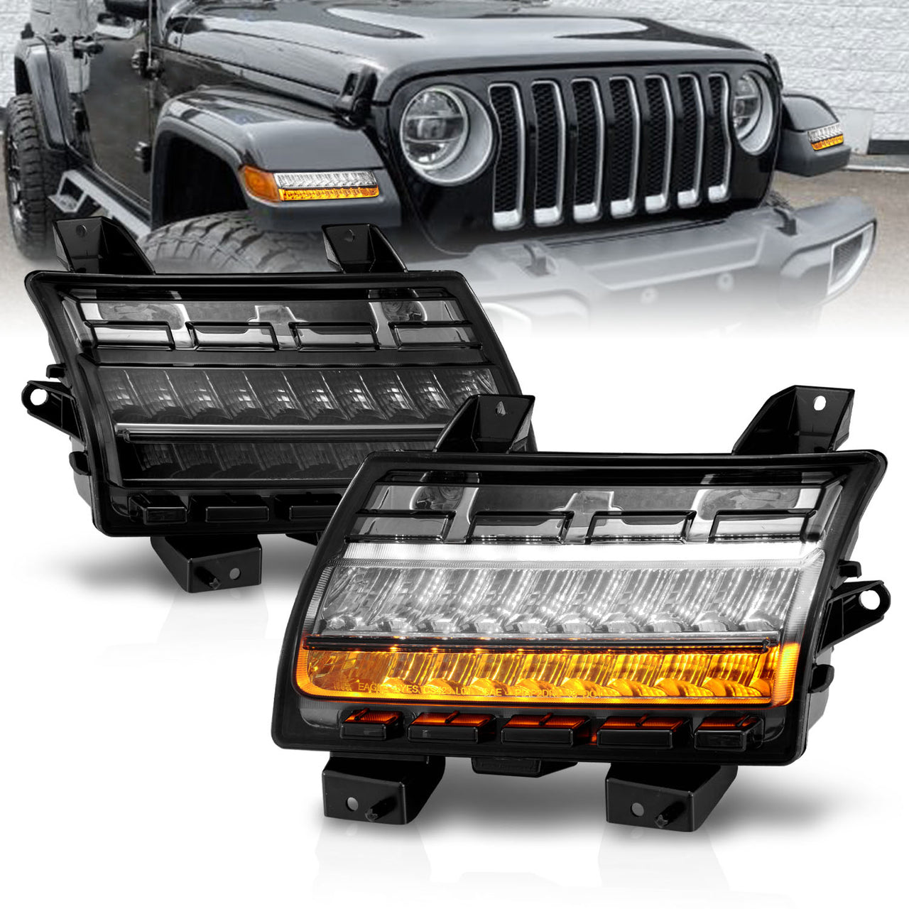 JEEP WRANGLER 18-21 / GLADIATOR 20 LED SIDE MARKERS SMOKE  (SEQUENTIAL SIGNAL) (FOR HIGH CONFIGURED)