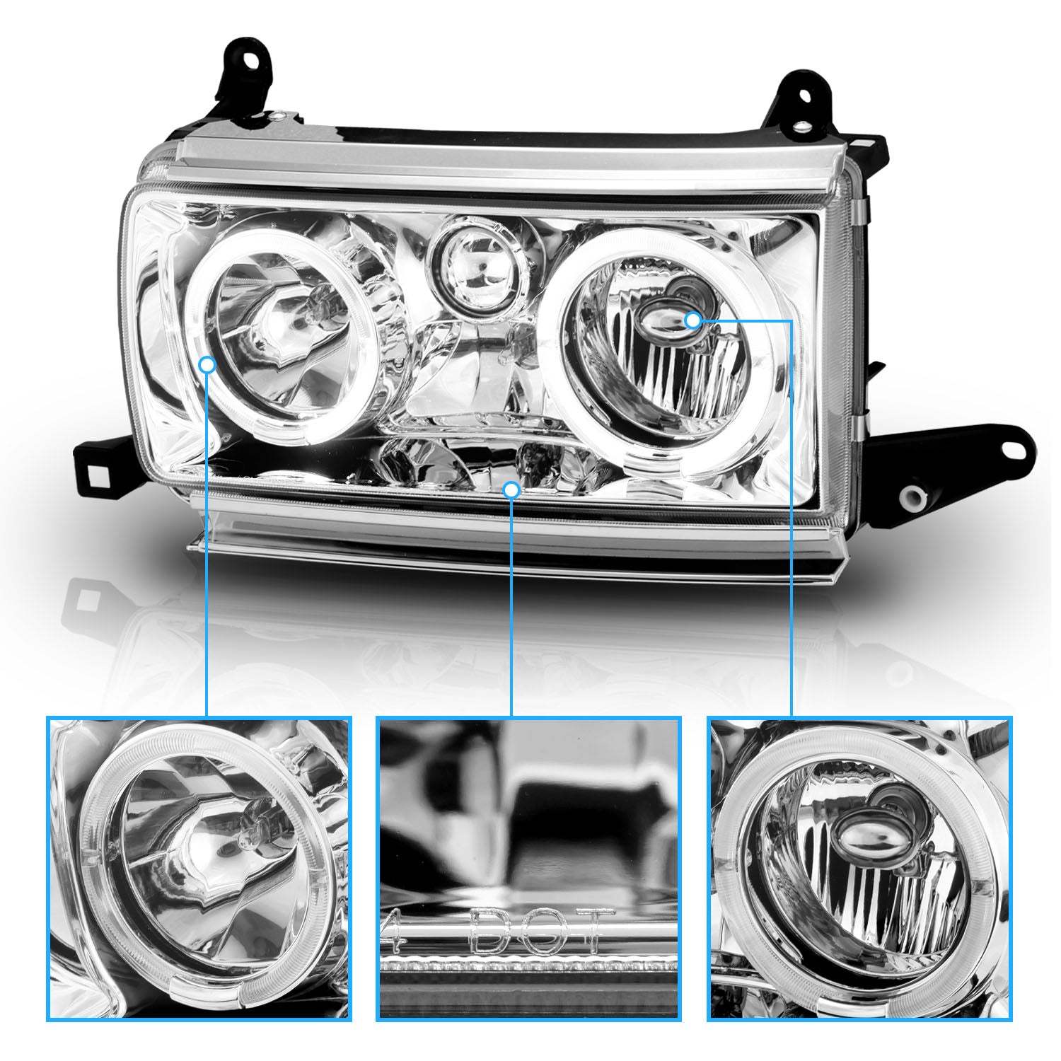 TOYOTA LAND CRUISER FJ82 91-94 HEADLIGHTS HALO CHROME