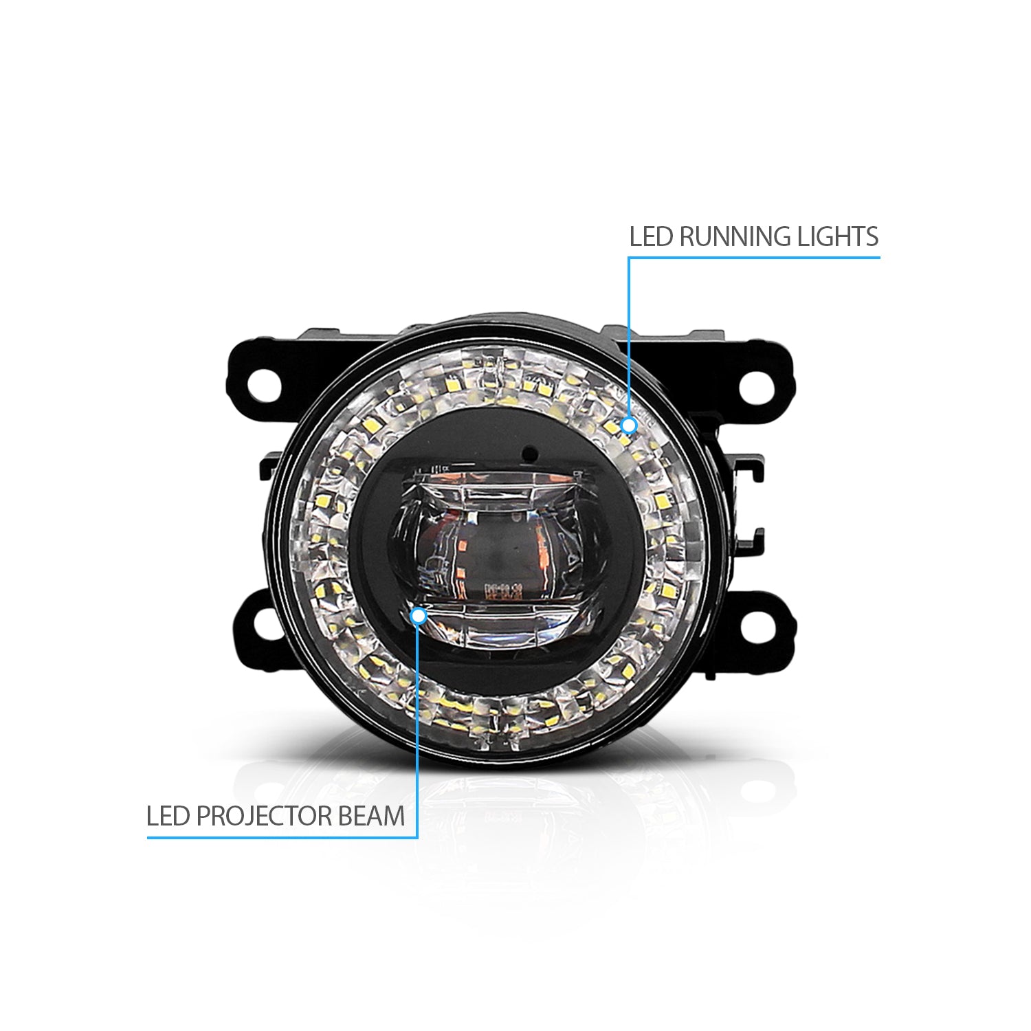 LED FOG LIGHTS FOR NISSAN, RENAULT, CITROEN, FORD AND HONDA. WITH TWO FUNCTIONS: FOG LIGHTS &ANGEL EYE (3*3W CREE LED)