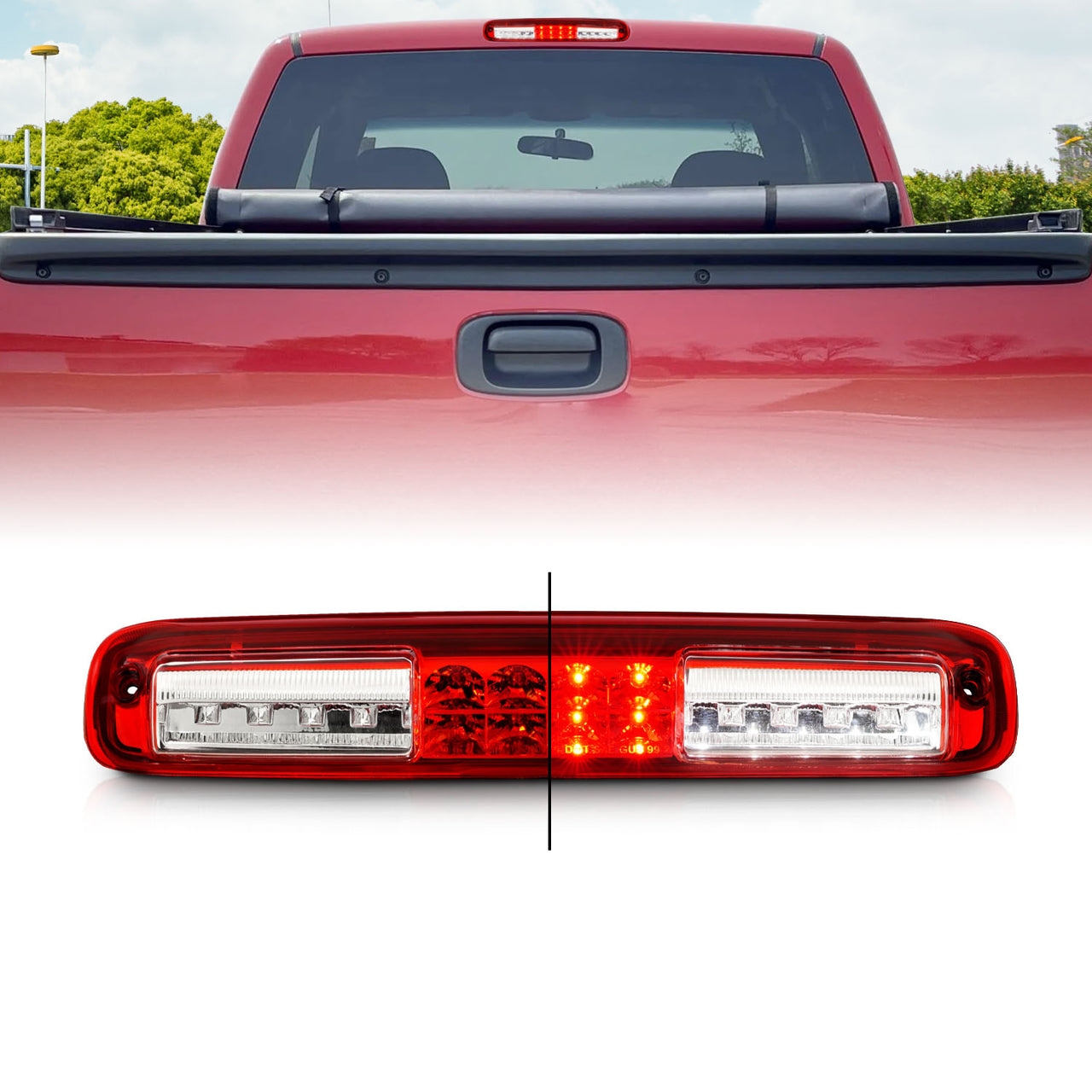 CHEVY SILVERADO/GMC SIERRA 99-07 LED 3RD BRAKE LIGHT RED/CLEAR