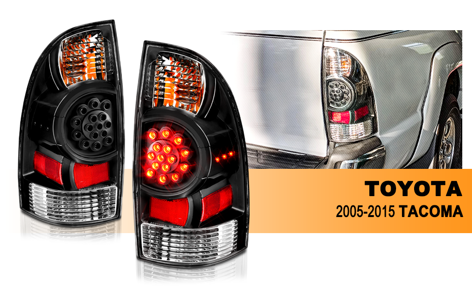 TOYOTA TACOMA 05-06 LED TAIL LIGHTS BLACK HOUSING CLEAR LENS