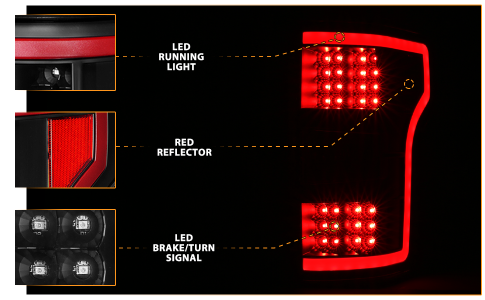 FORD F-150 2018 LED TAIL LIGHTS G2 JDM BLACK