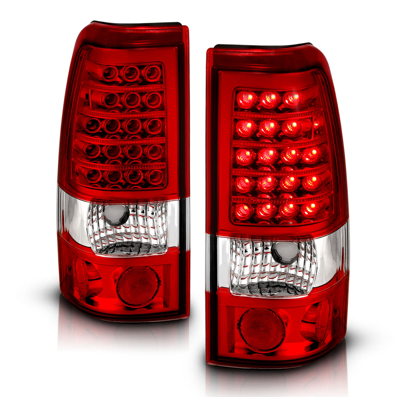 GMC SIERRA 99-07/CHEVY SILVERADO 99-03 (1500/2500 SERIES 99-02 & 3500 SERIES 2003) LED TAIL LIGHTS RED/CLEAR (3 HOLE)
