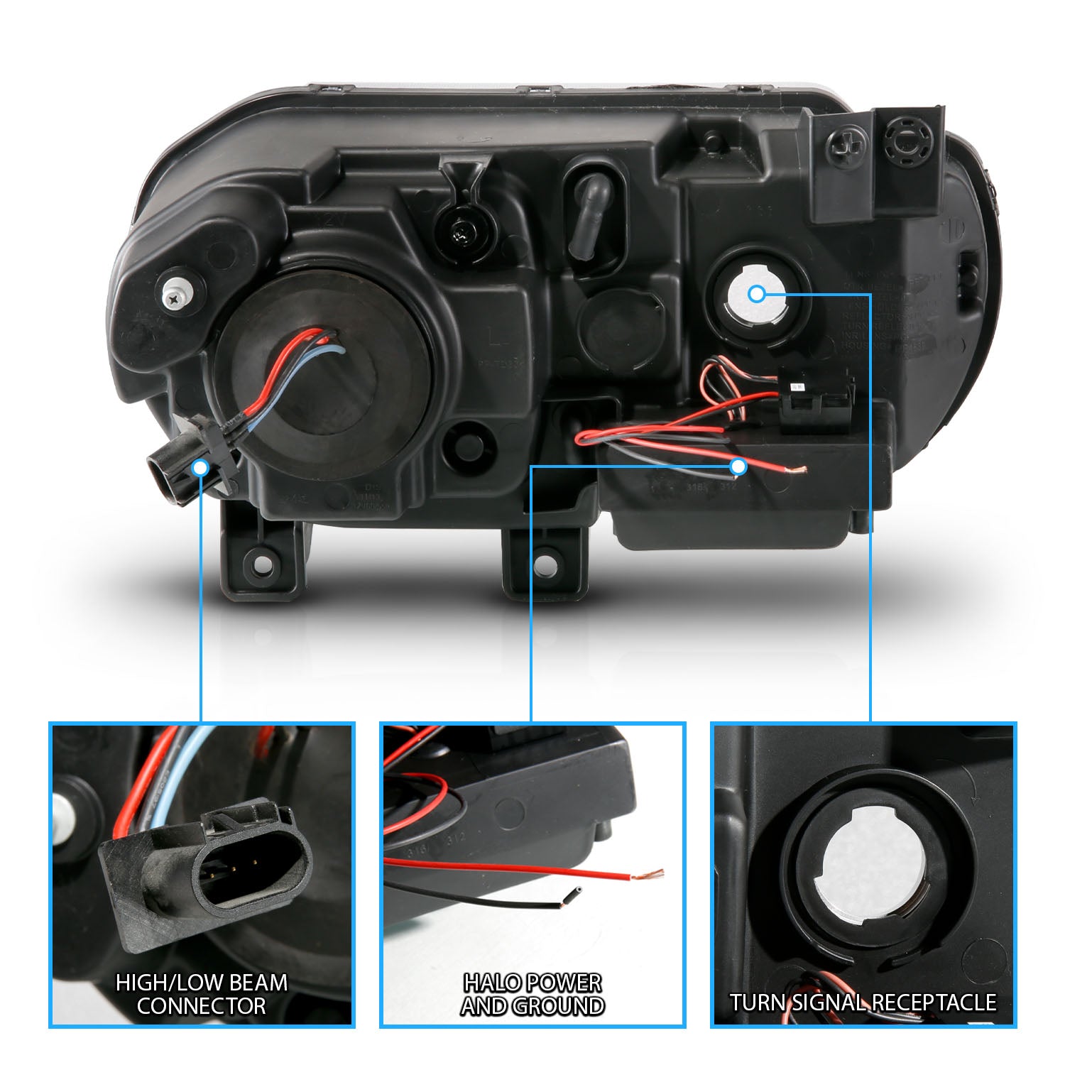DODGE CHALLENGER 08-14 PROJECTOR HEADLIGHTS DUAL HALO BLACK CLEAR (RX HALO)