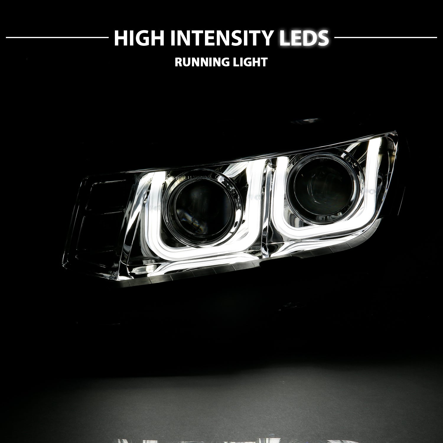 CHEVY CAMARO 14-15 PROJECTOR HEADLIGHTS U-BAR STYLE CHROME CLEAR